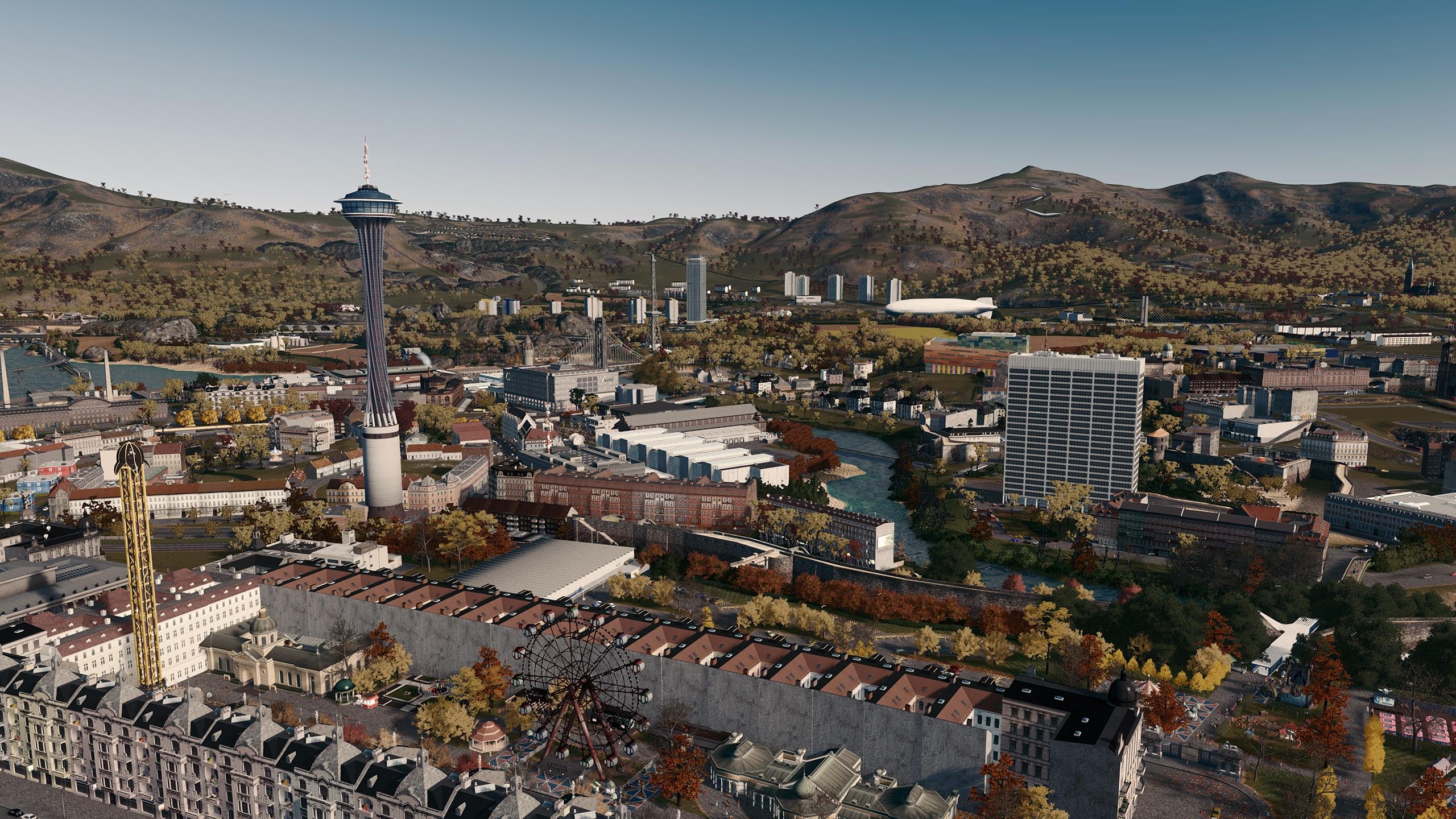 The mandatory tower with a spinning restaurant on top. r/CitiesSkylines