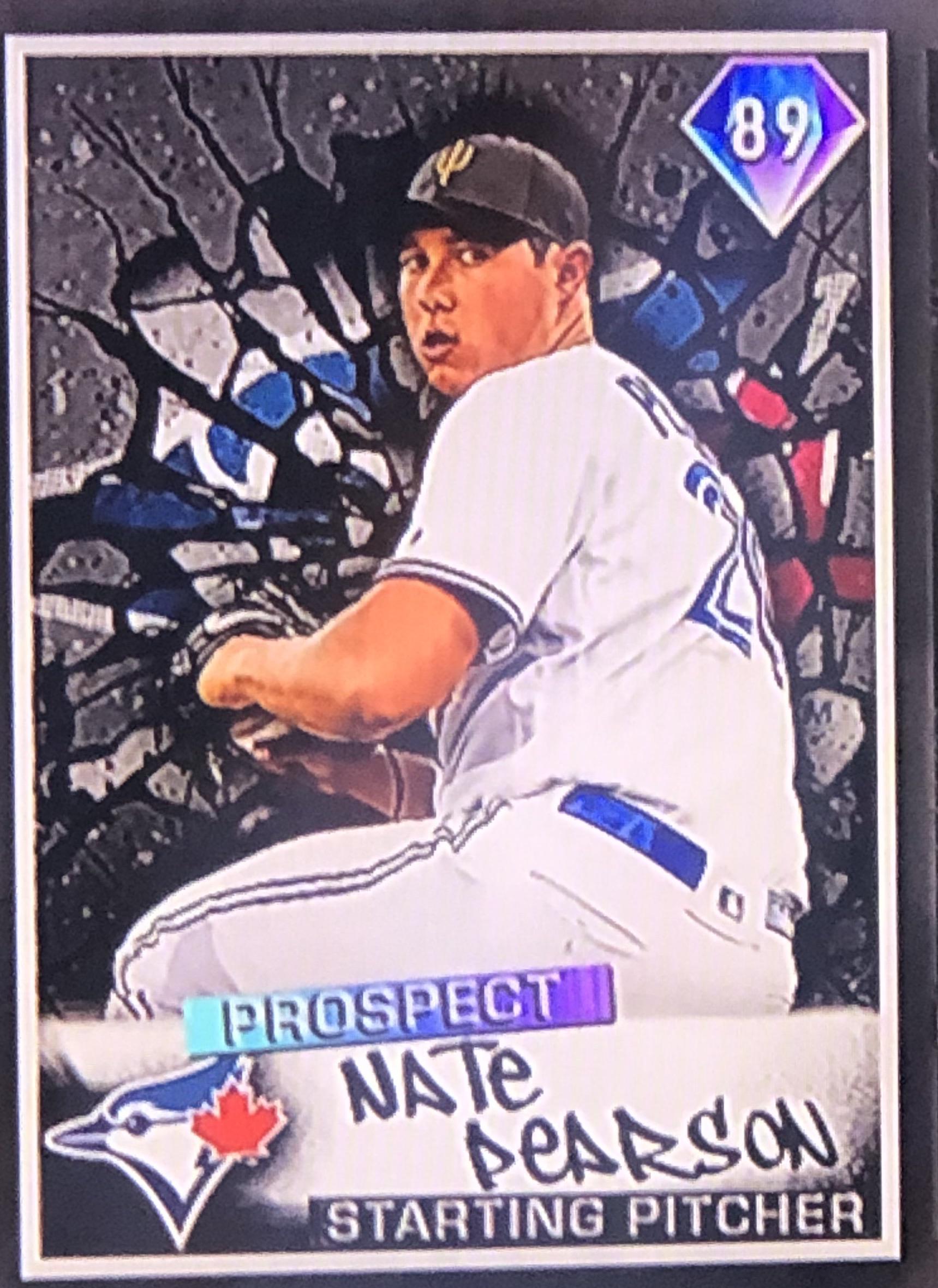 Nate Pearson’s card on MLB The Show 20. (89 rating is just for special prospects section