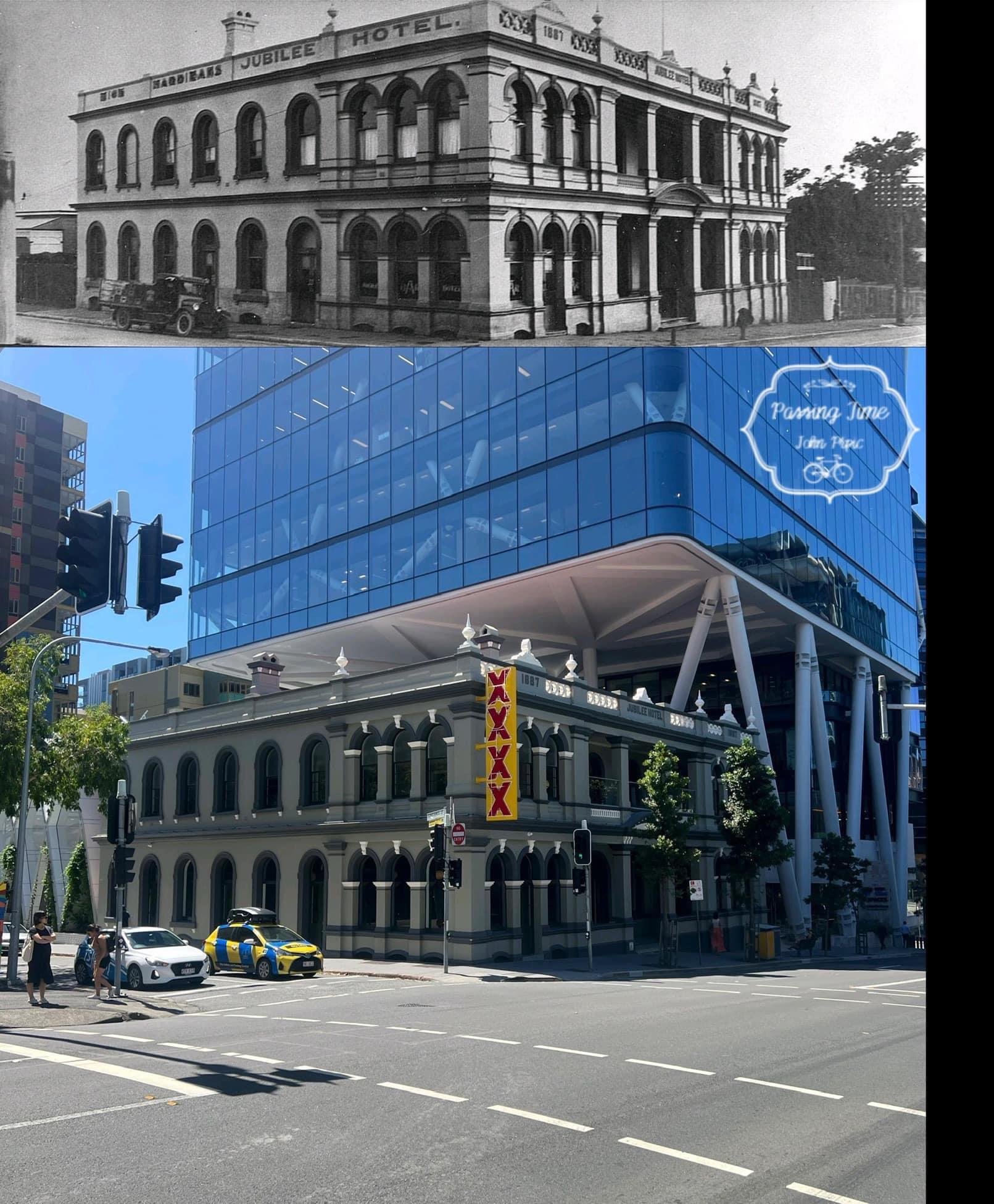 Jubilee Hotel, Brisbane, QLD, Australia. 1929 and present day. r