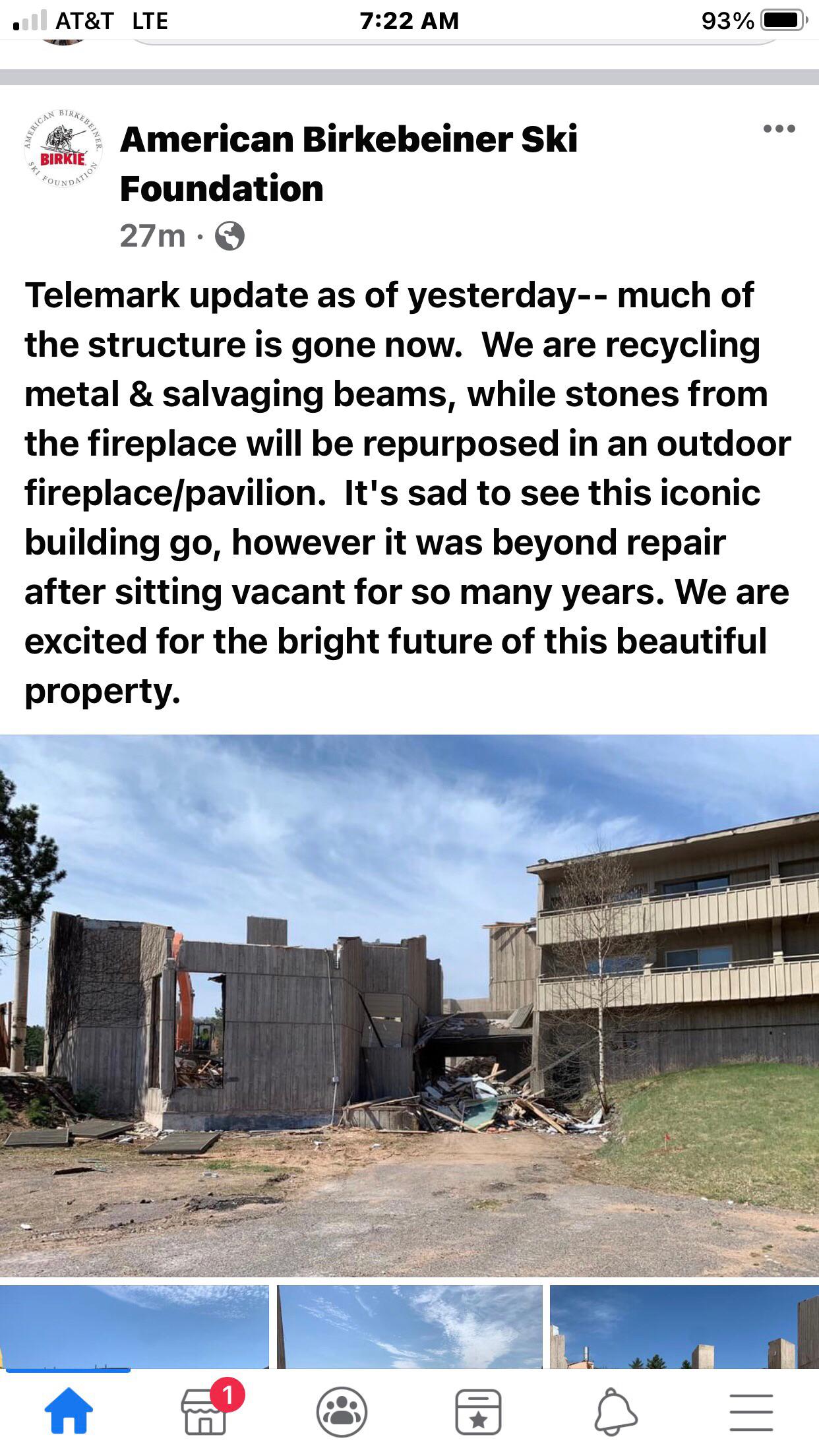 Telemark Lodge in Cable, WI was torn down in spring 2021. I grew up doing cross country ski