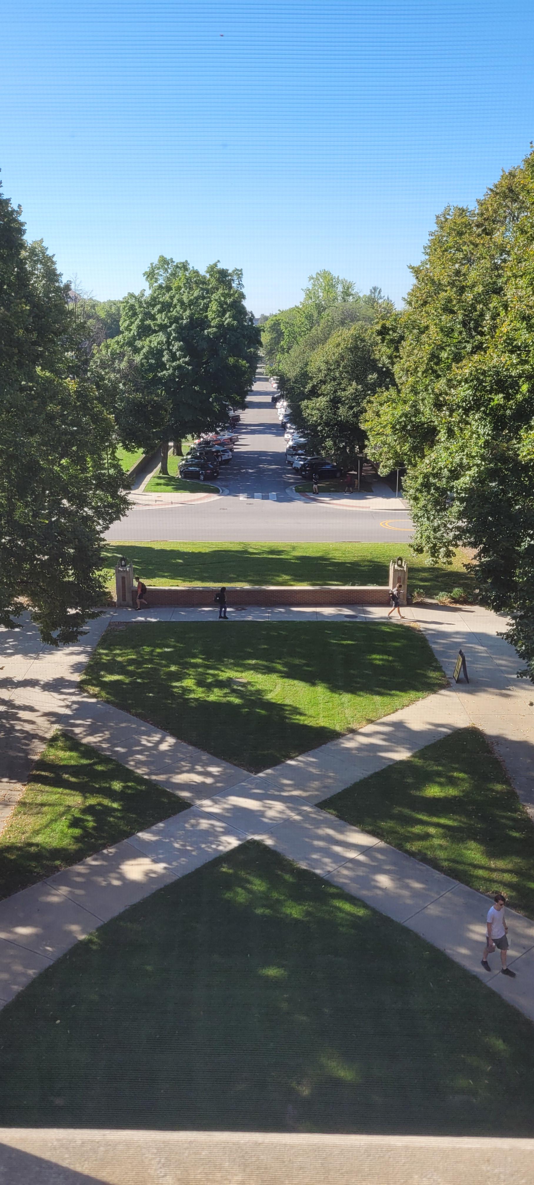 The view from the 4th floor of Cary Quad's tower. Lilly in the distance