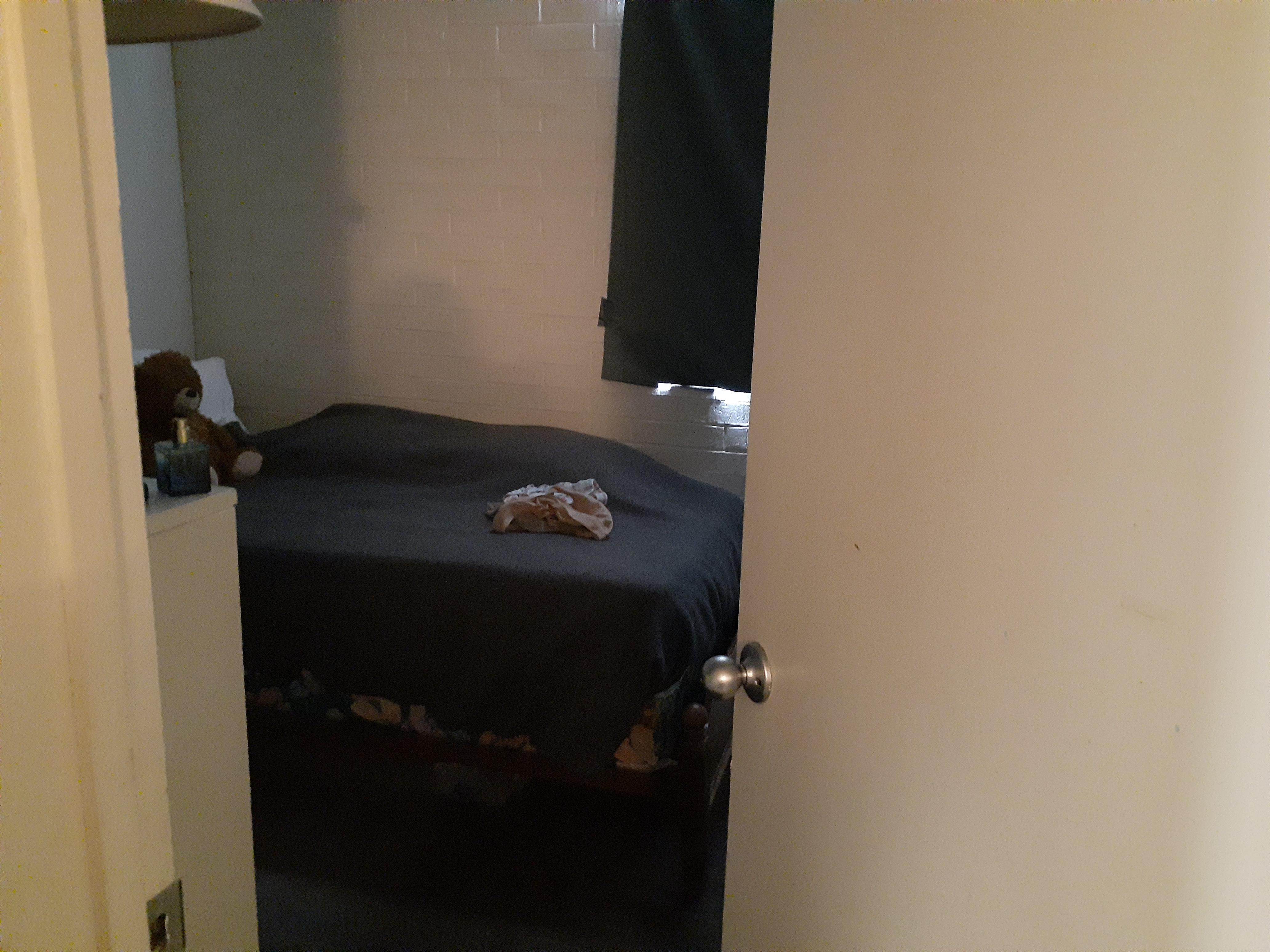 I keep my bedroom door shut during the day because my mom smokes and I