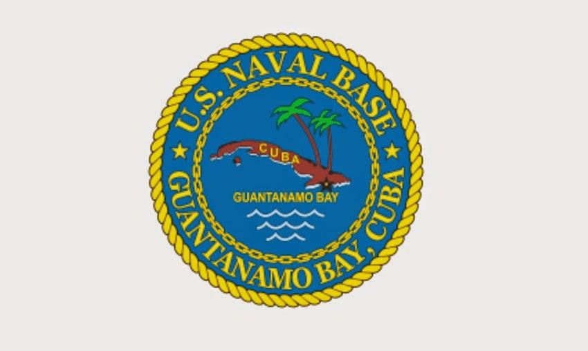 The flag of Guantanamo Bay, which looks like it was drawn by a child