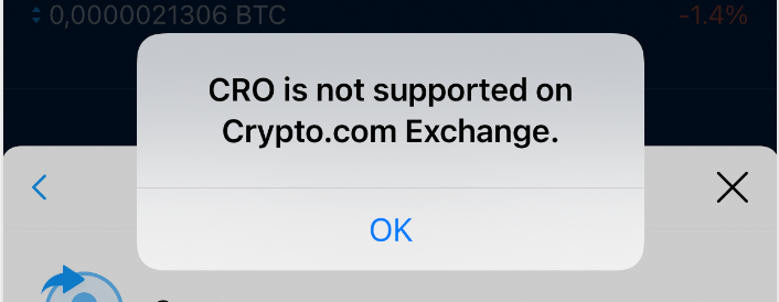 Unable to transfer CRO from App to Exchange?!