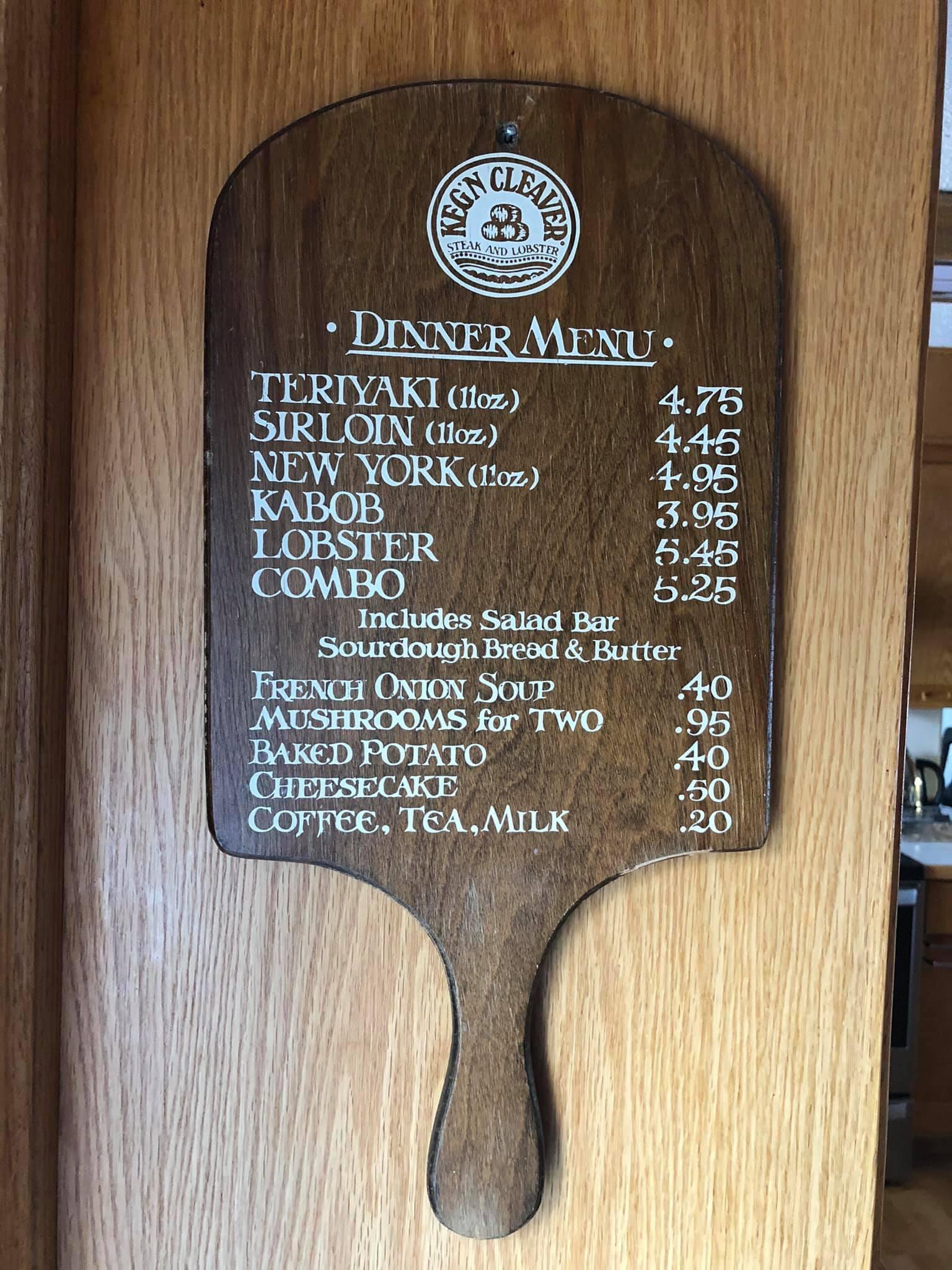 The old Keg Menu from the 1970s. r/vancouver