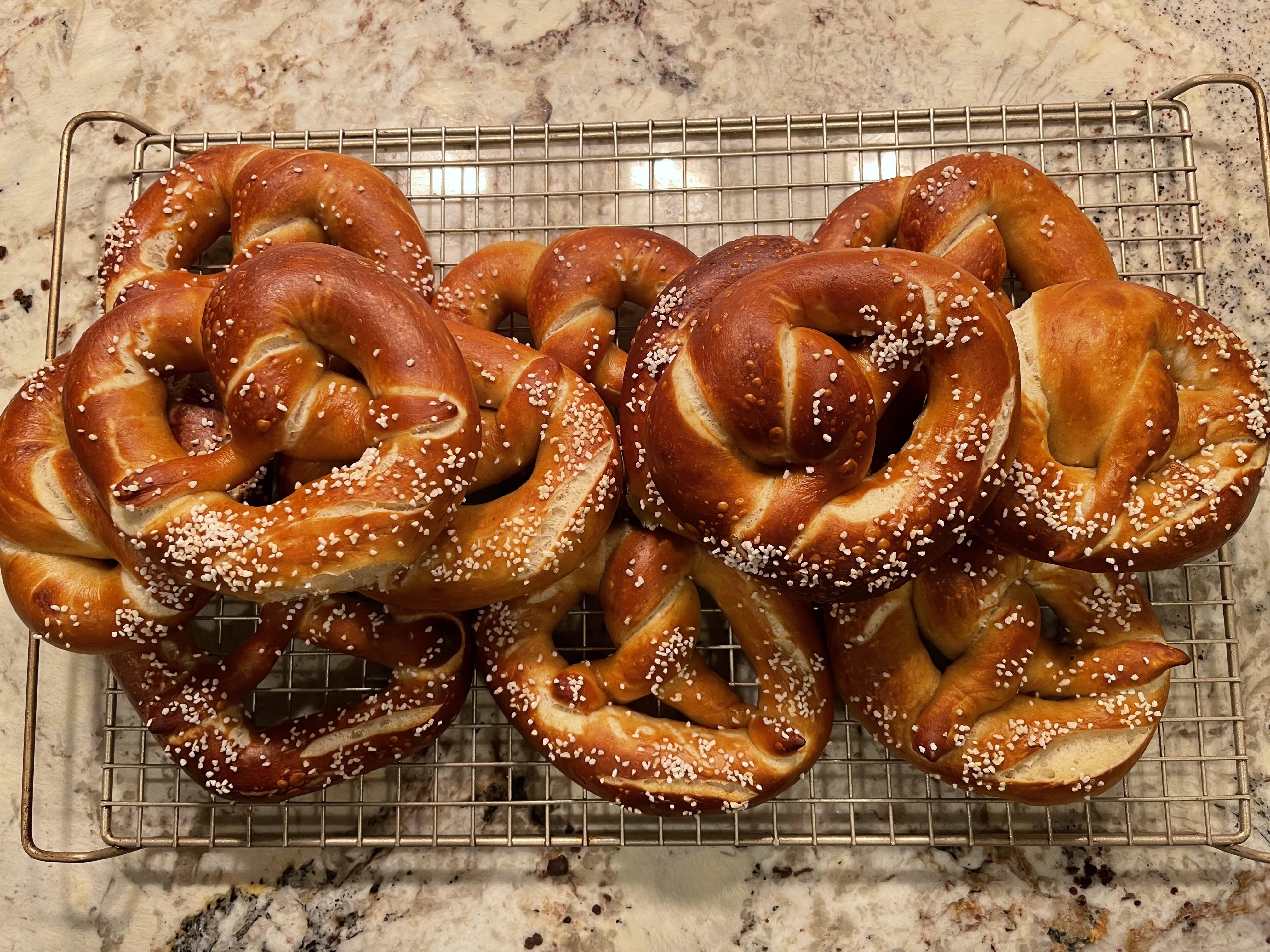 I made my first batch of sourdough pretzels and used a lye bath. I
