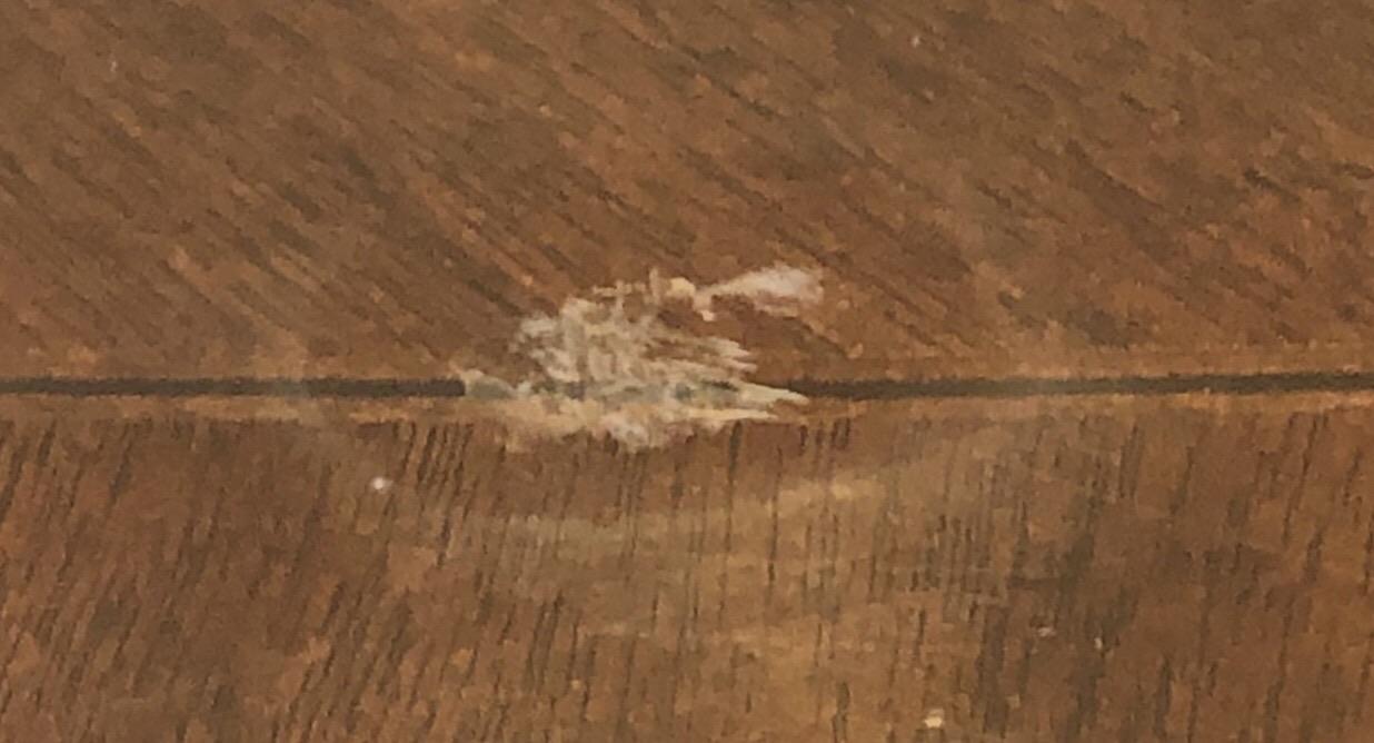 Acetone spilled on dining table. Ate the clear coat. What could be an