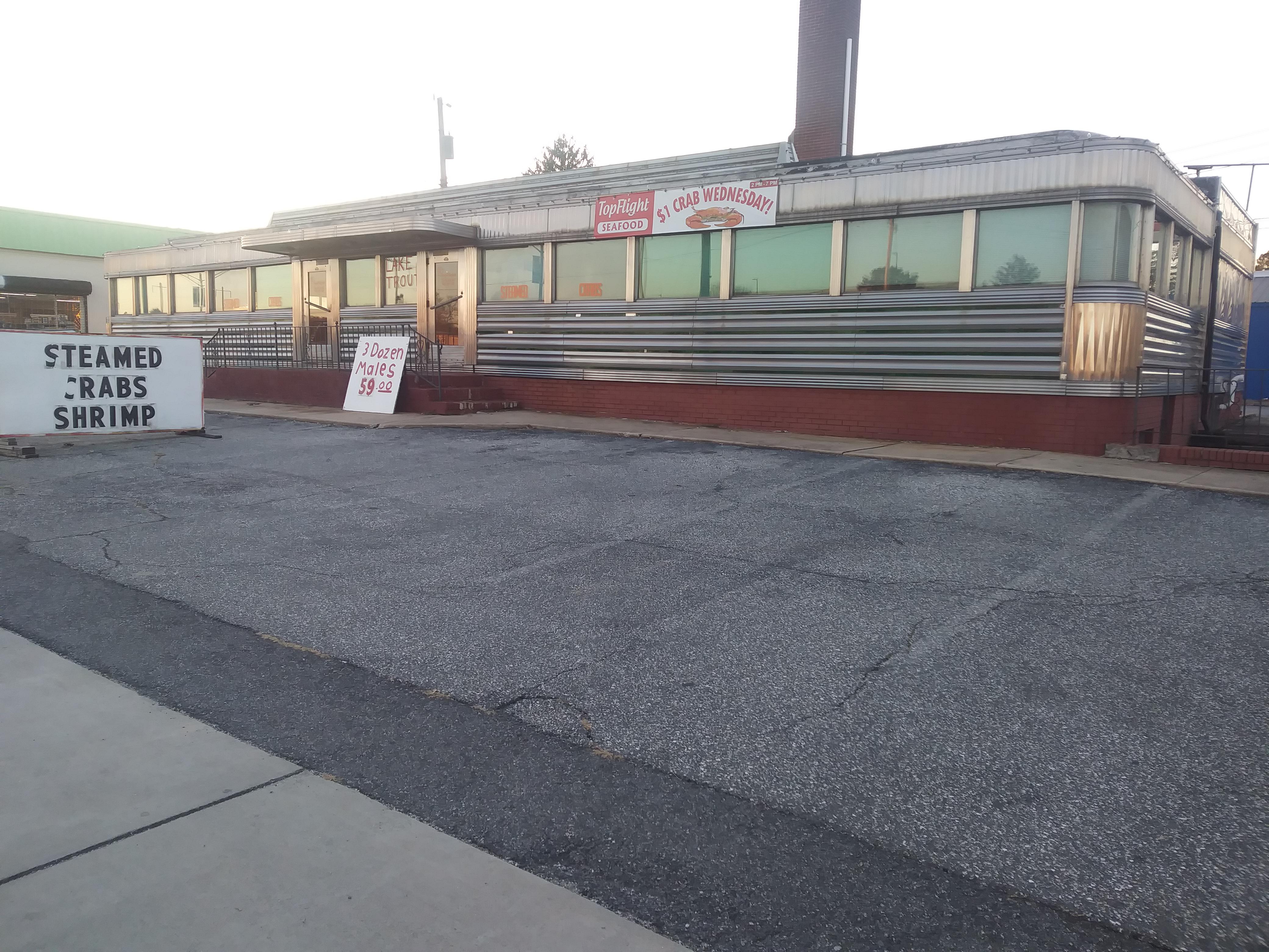 Historic New Ideal Diner in Aberdeen, MD repurposed as a seafood