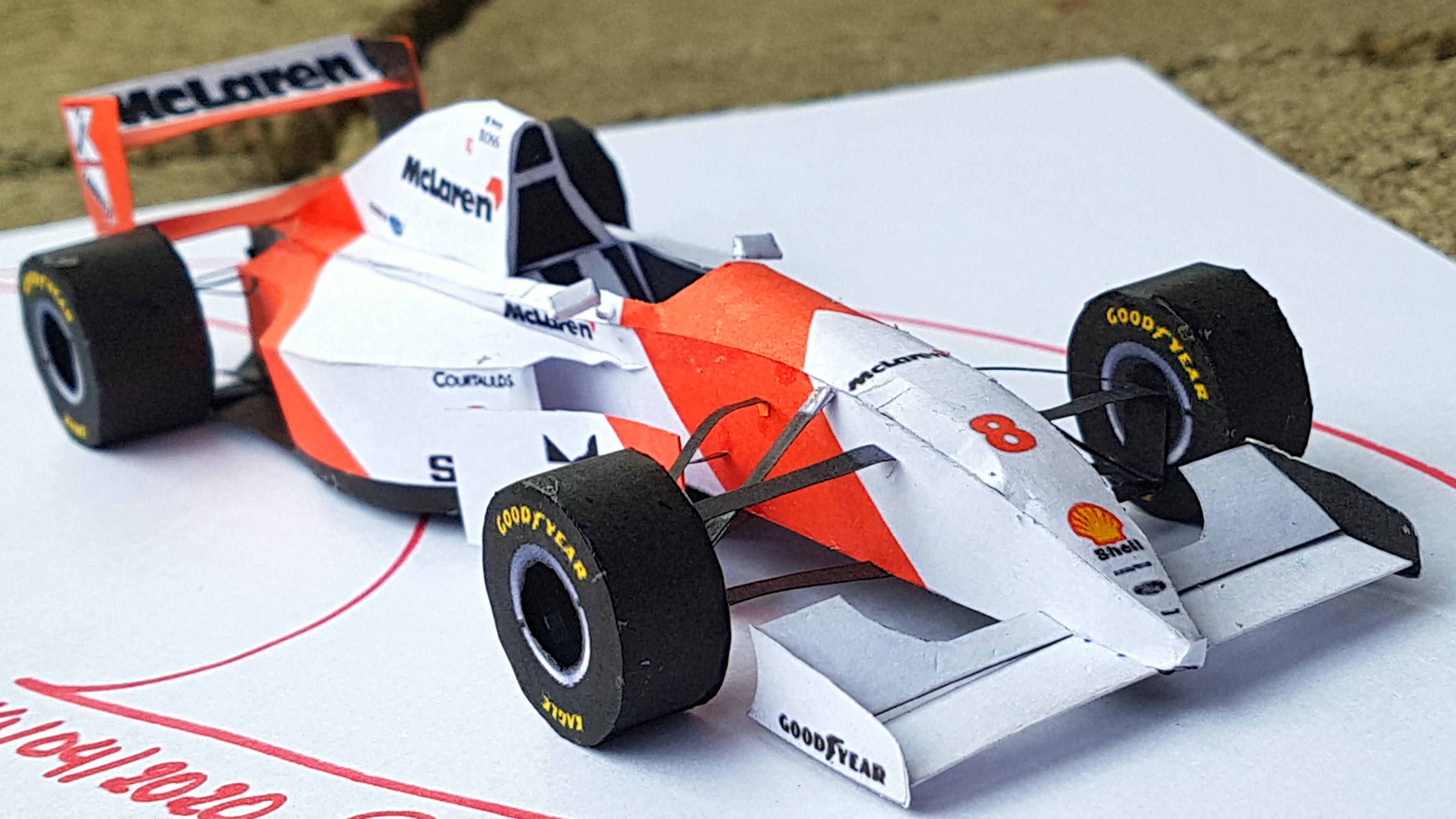 Homemade 1993 McLaren MP4/8 papercraft, Ayrton Senna, Donington 1993