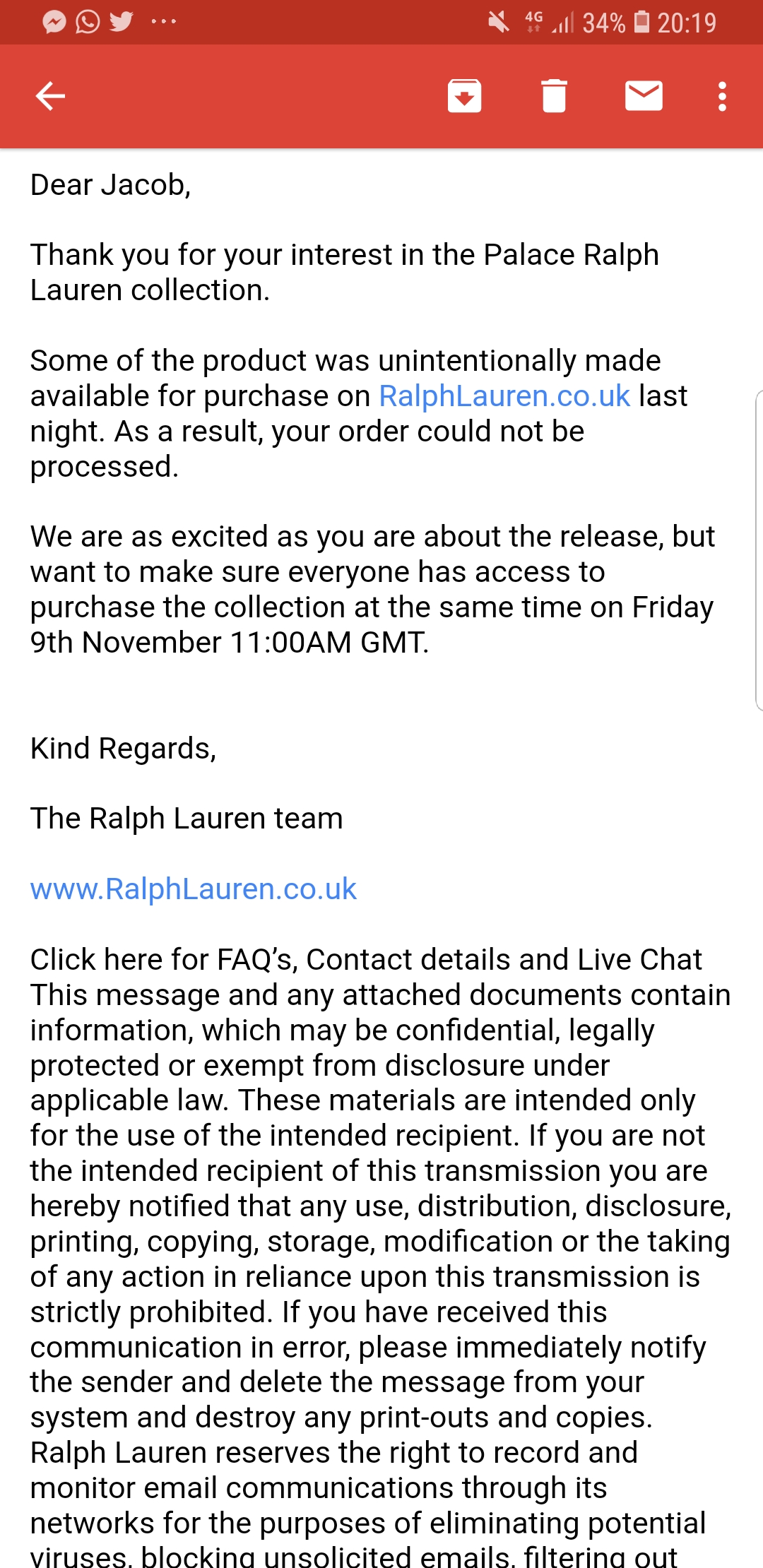 Ralph palace order cancellation r/PalaceClothing
