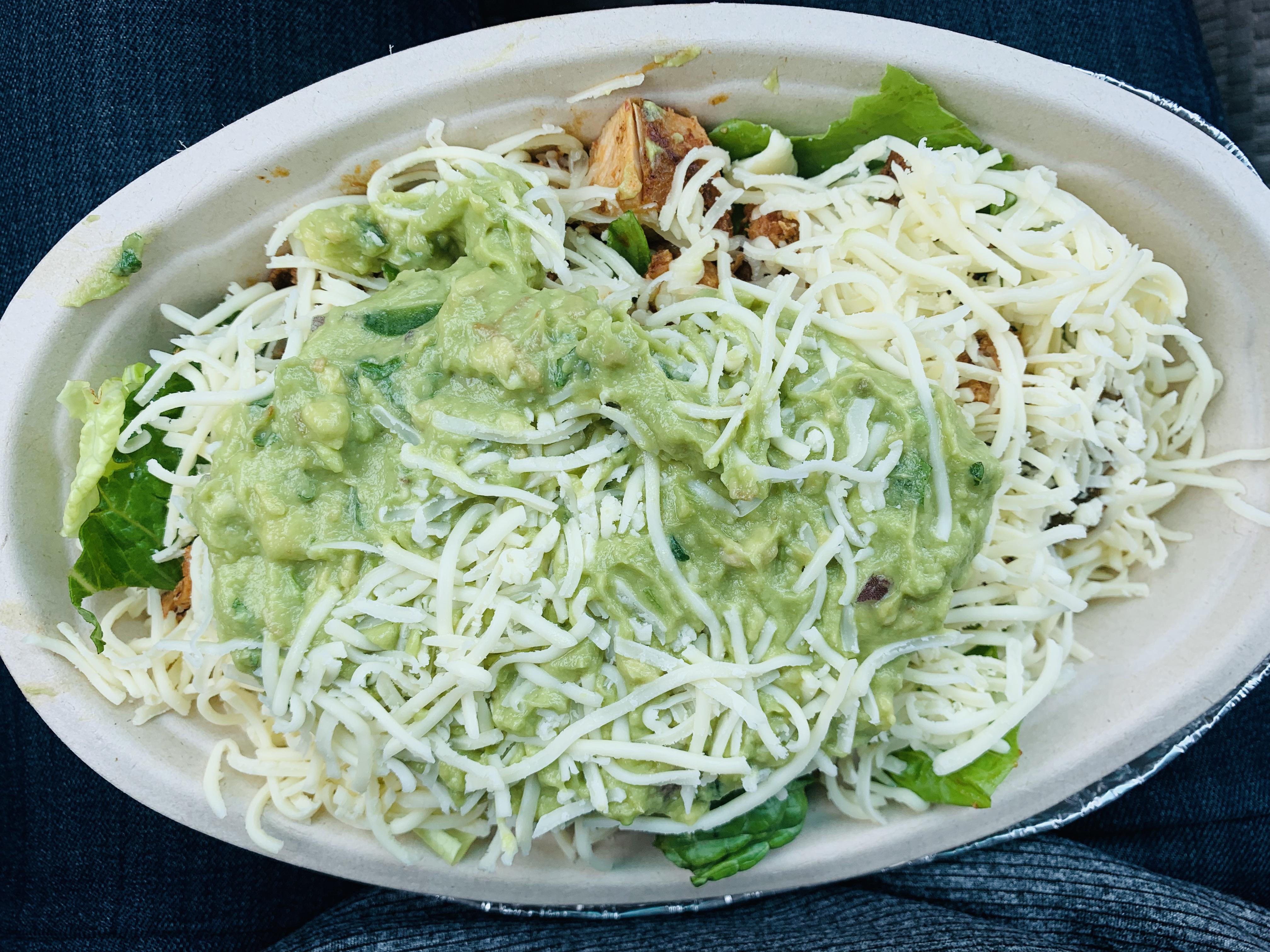 My first chipotle keto bowl and first meal of the day. Something about