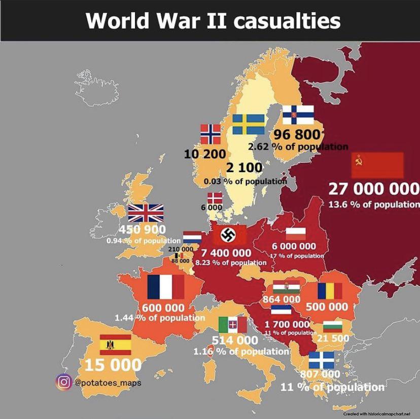 WWII casualties MapPorn