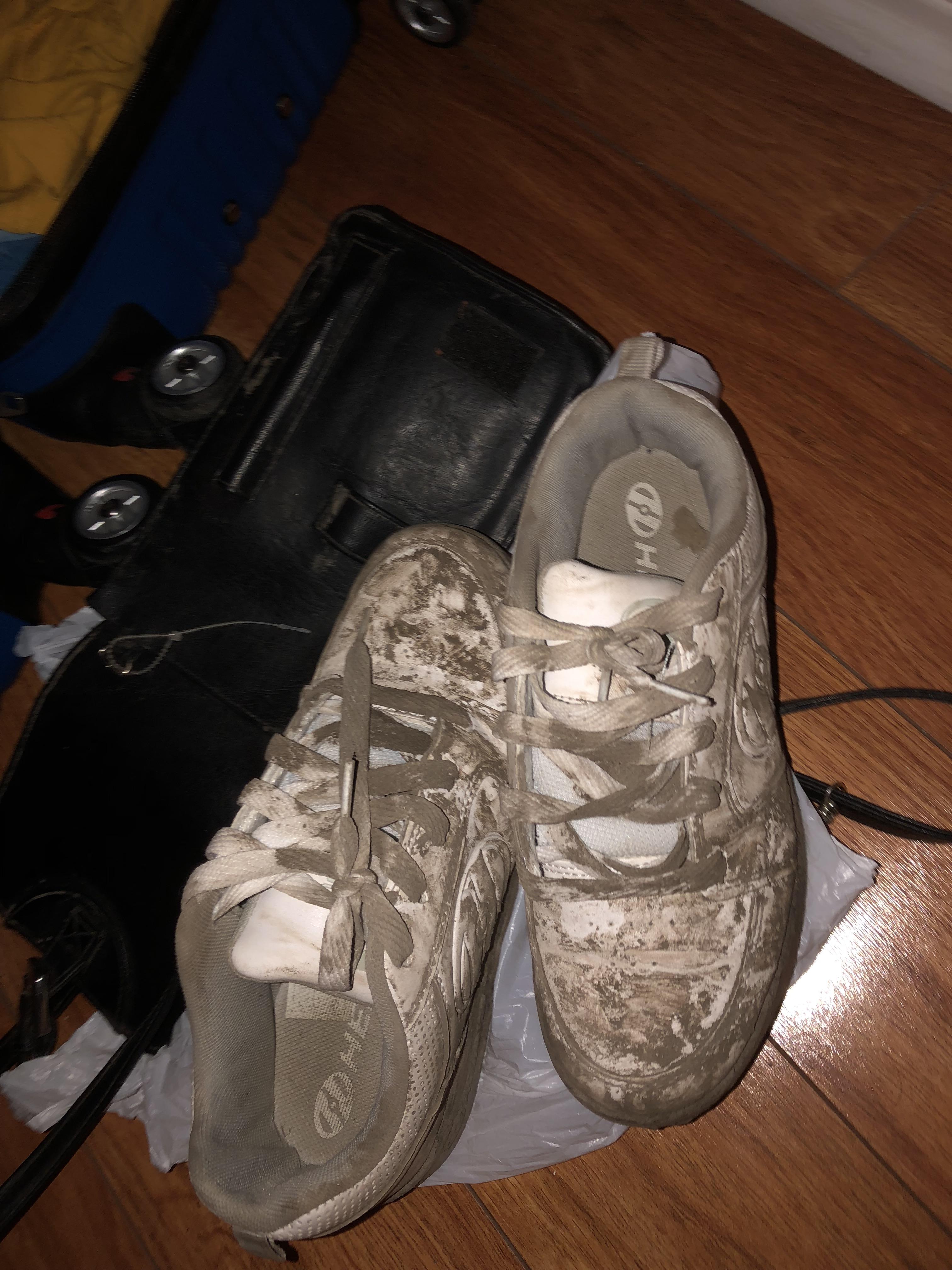 aftermath of brockhampton mosh pit broken bag, muddy shoes (inside too