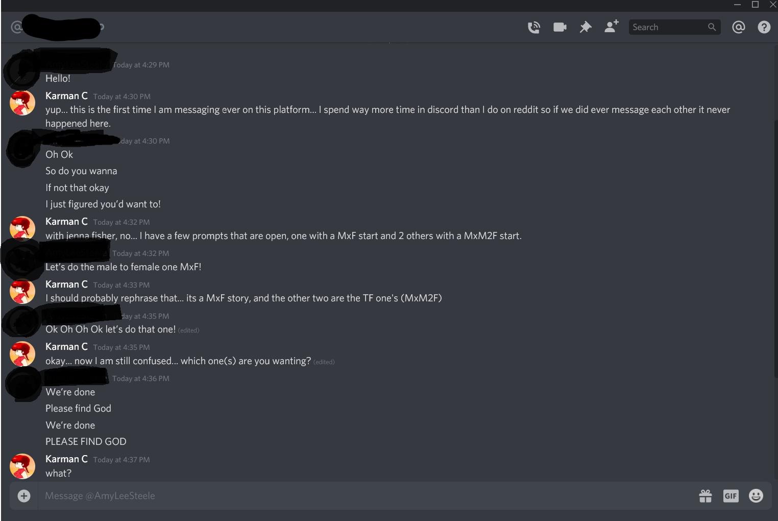 So I get a message through reddit chat... commented on their post over
