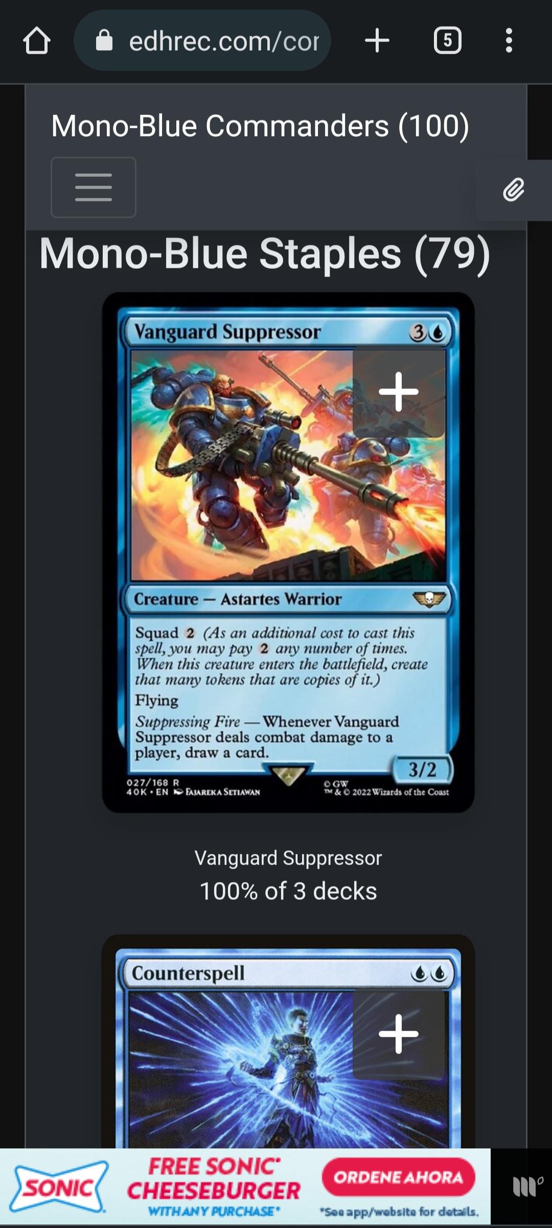 Ah yes, EDHrec. My favorite monoblue staple. Counterspell who? magicTCG