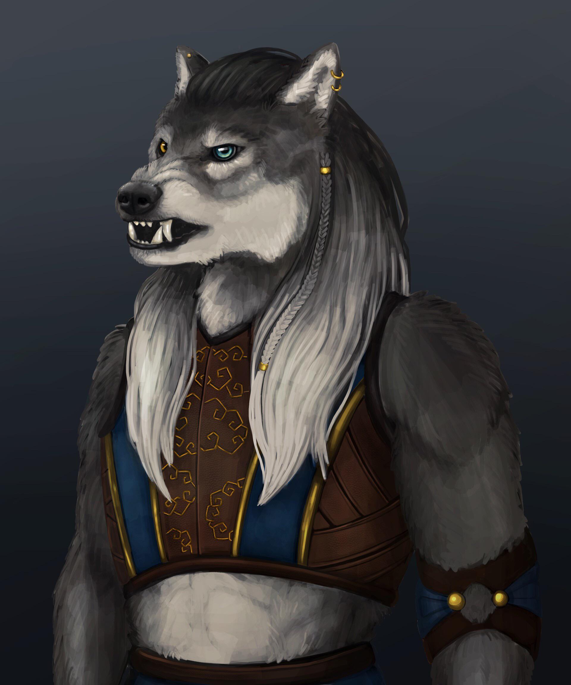 [Art] Another day, another DnD character. Wolfkind monk that got bitten