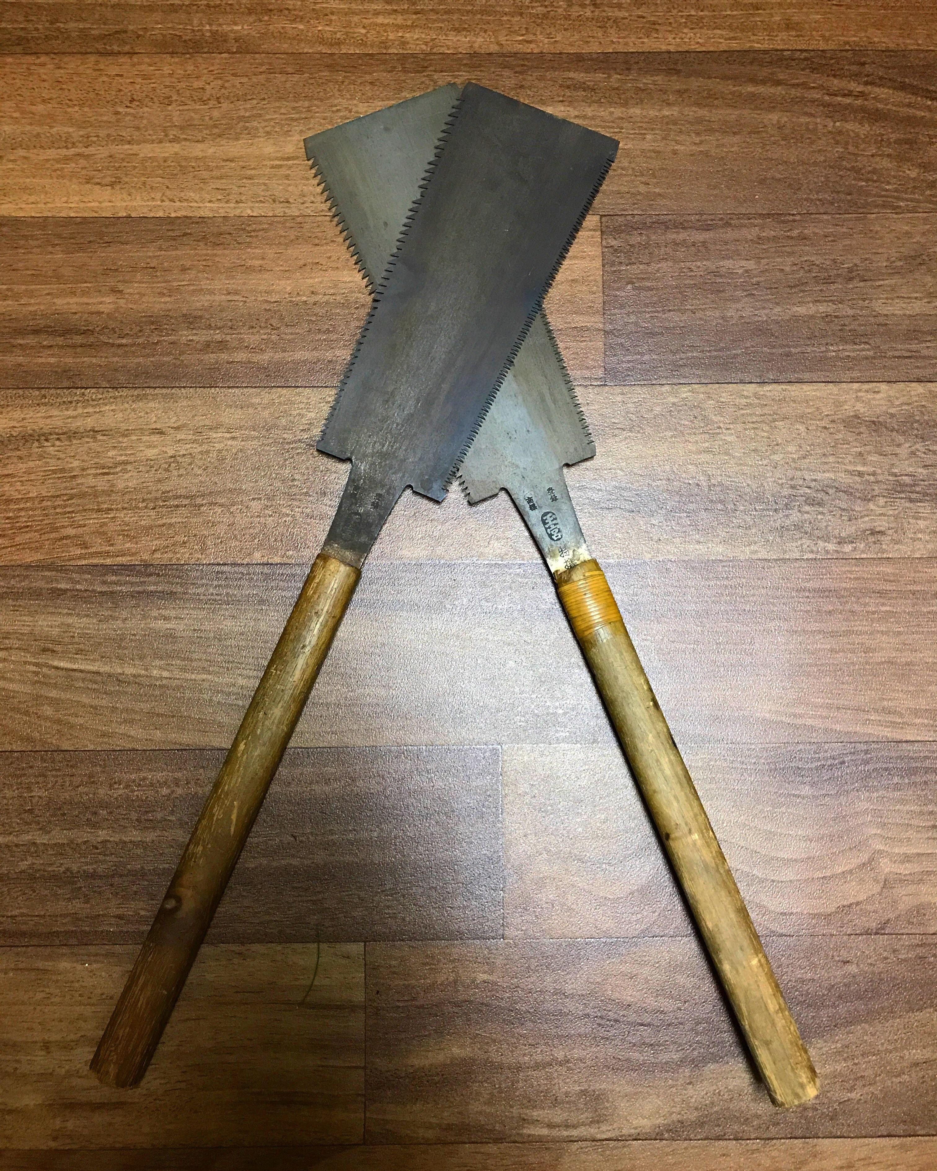 Japanese pull saws I snagged at a garage sale this weekend. 12 for the