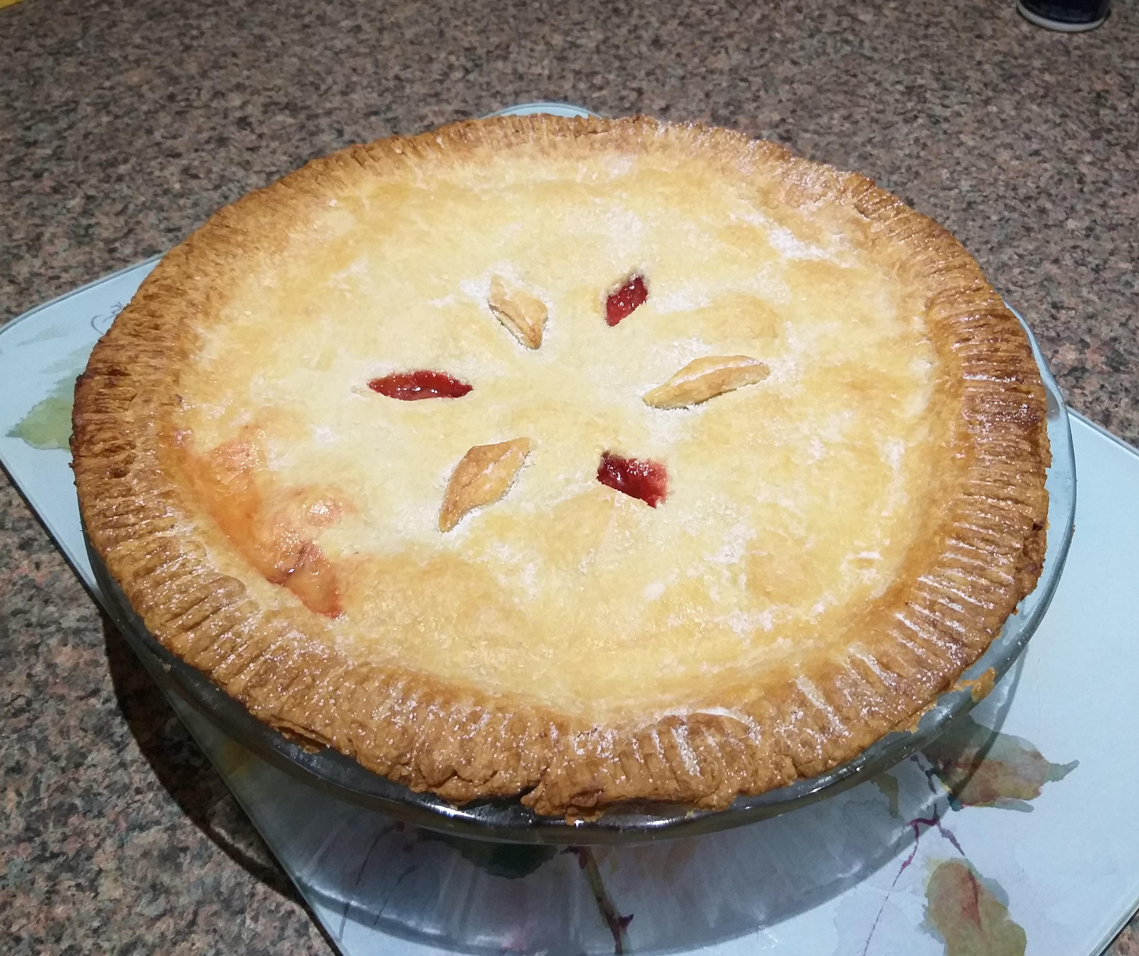 I baked a strawberry pie from scratch for the first time today! r