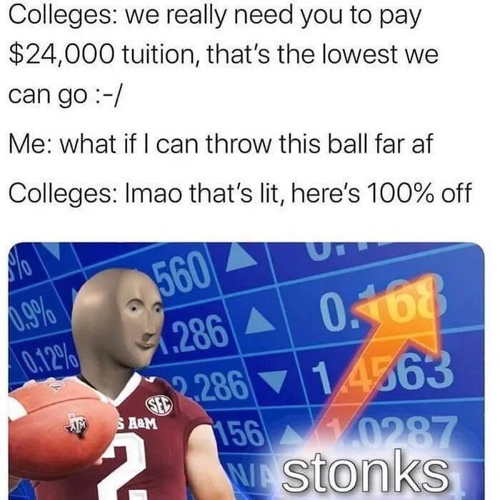 College is stonks memes