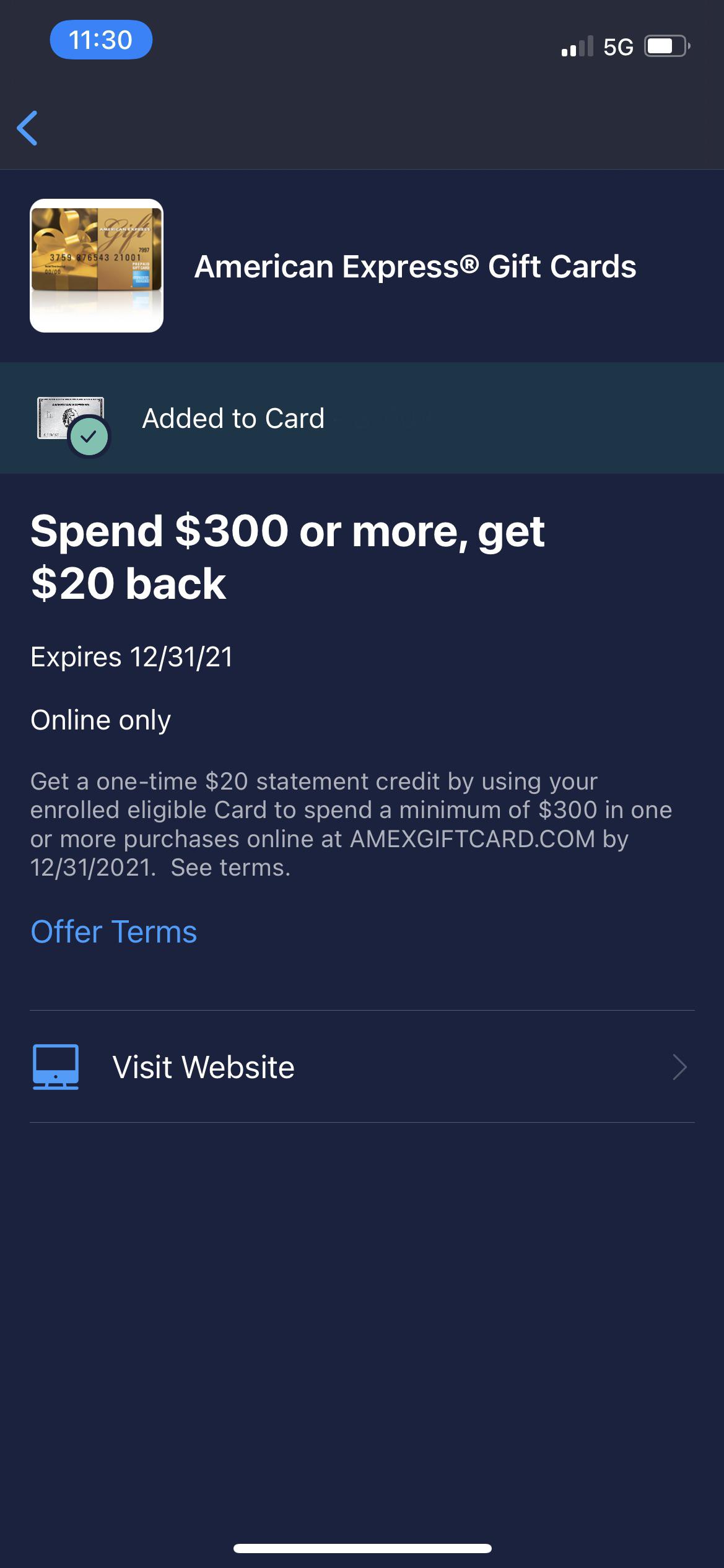amex giftcard offer r/amex