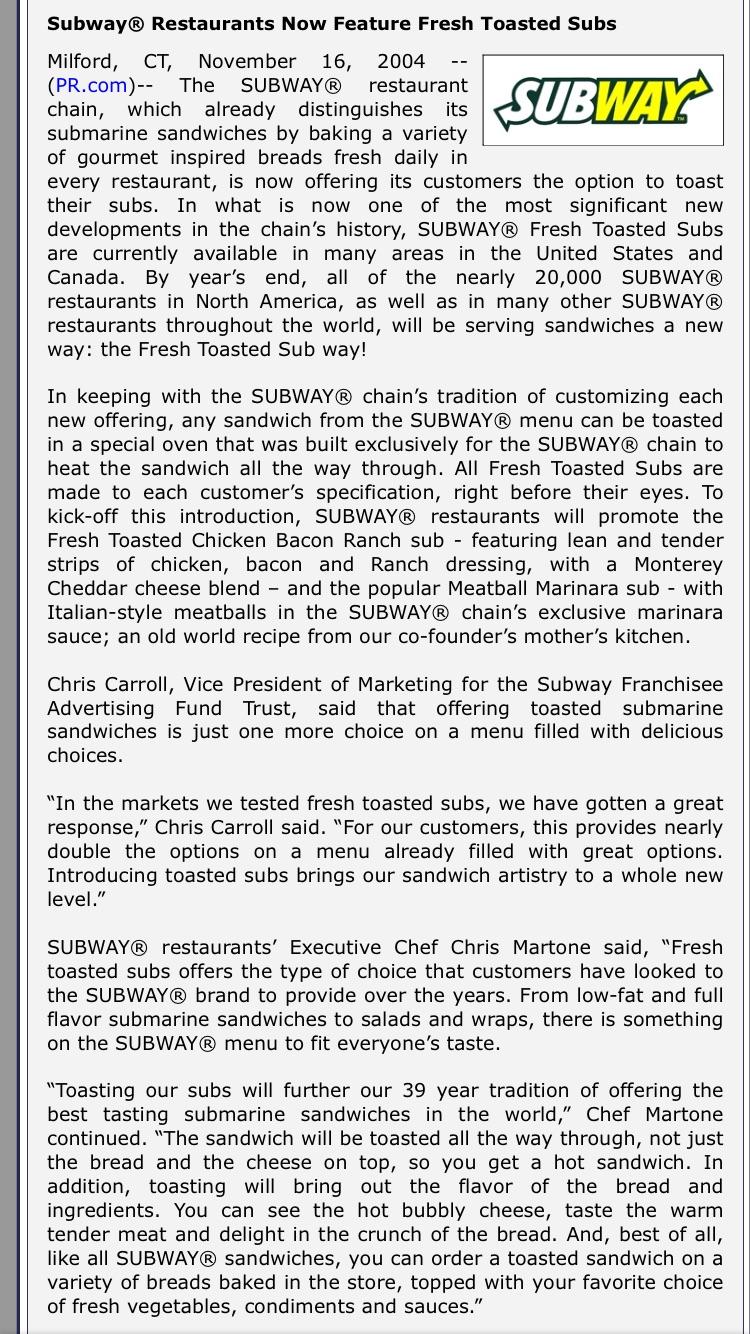 When subway first started toasting subs r/nostalgia