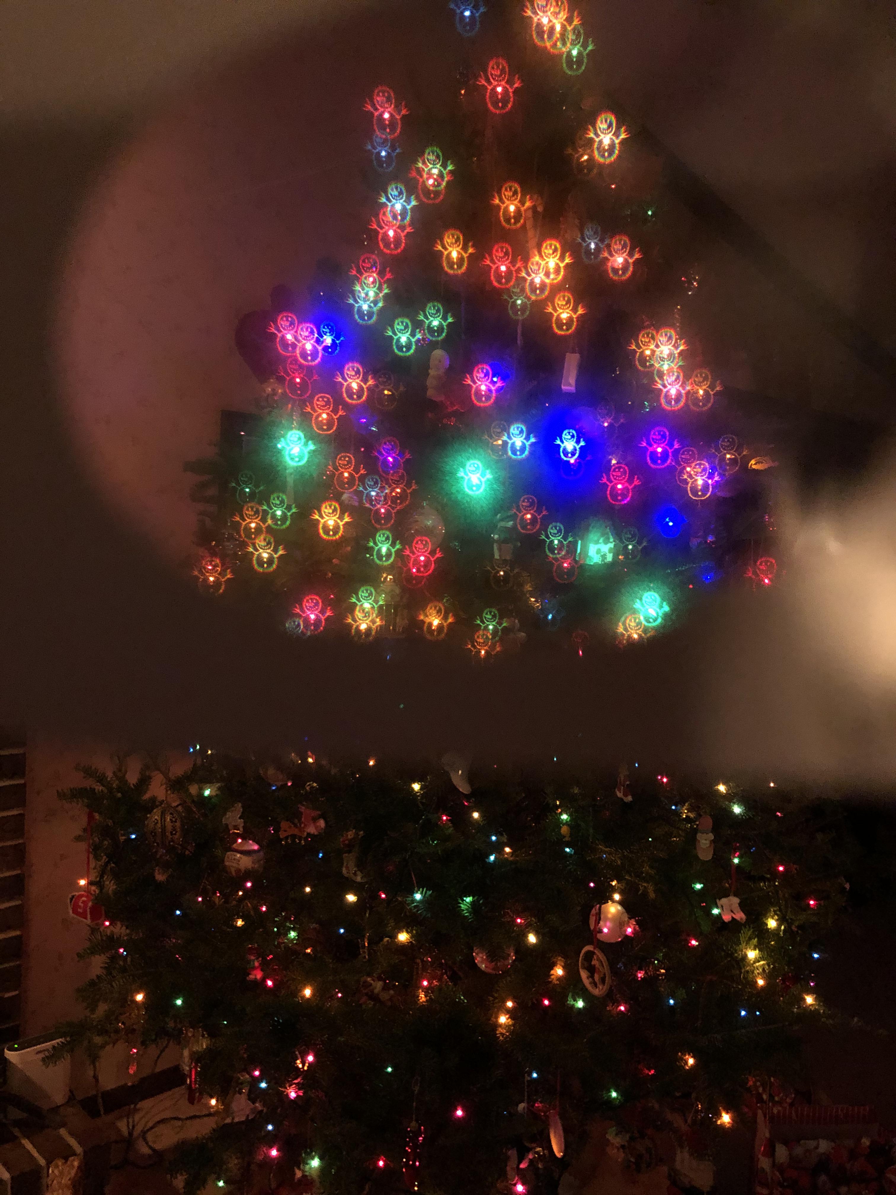 The view of our tree through 3D glasses designed to view Christmas