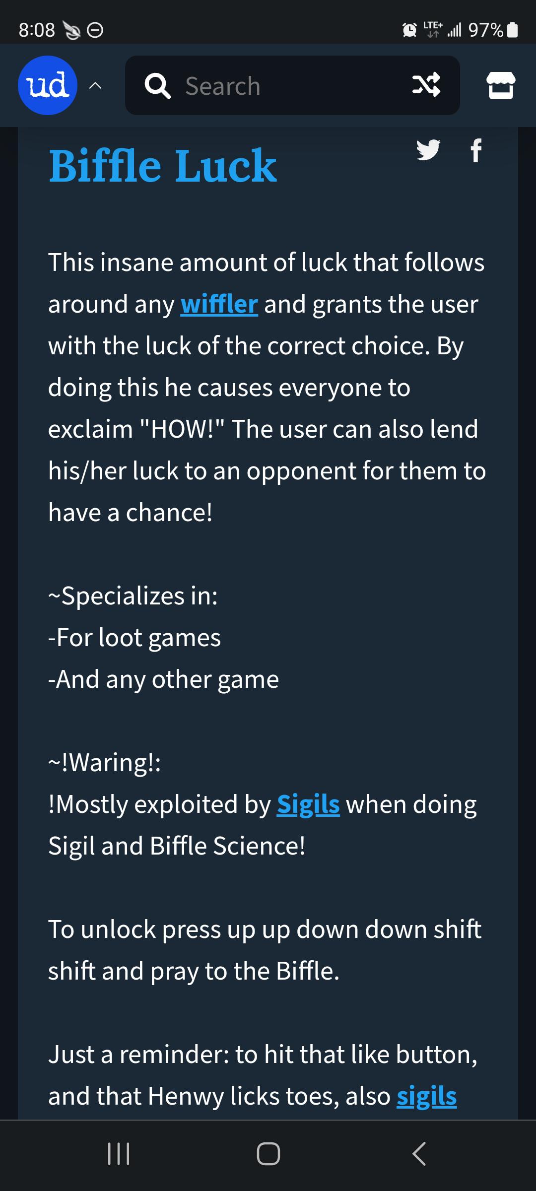 Biffle luck is now in the urban dictionary now. r/theregulars