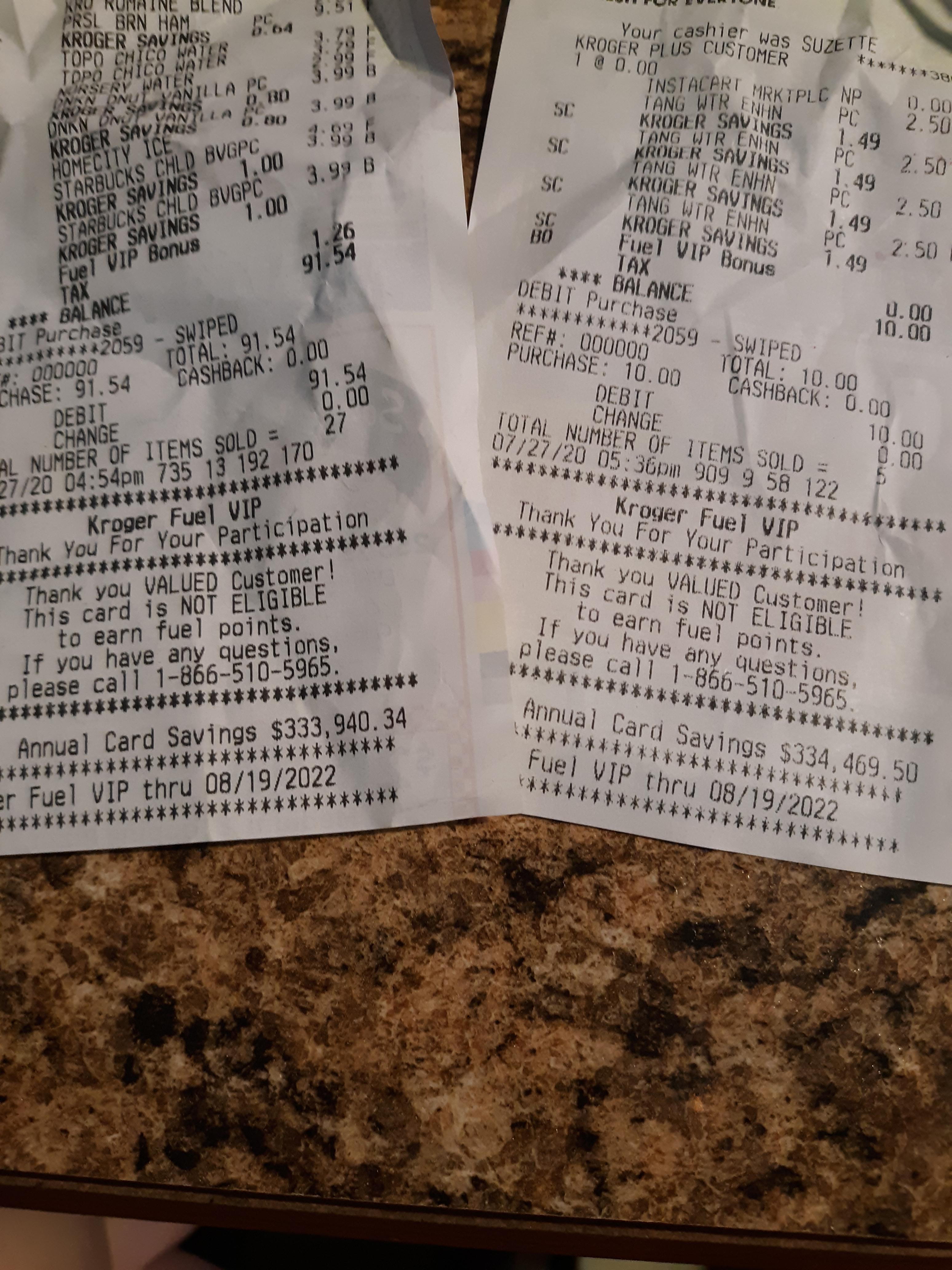 Annual card savings over 300,000?!? I was looking at receipts today