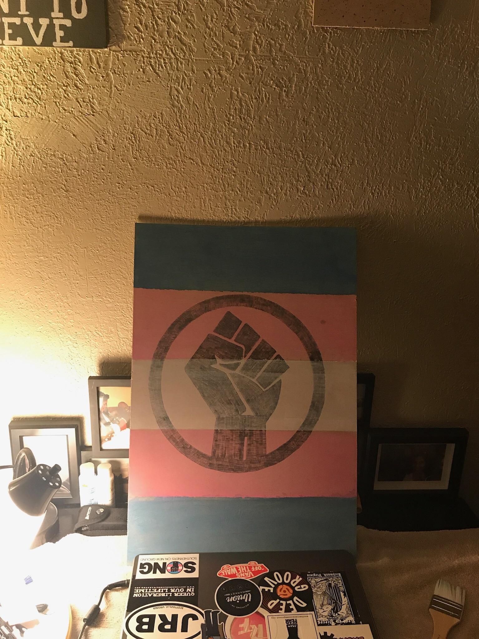 A piece I just finished. I tried the watered down acrylic paint method