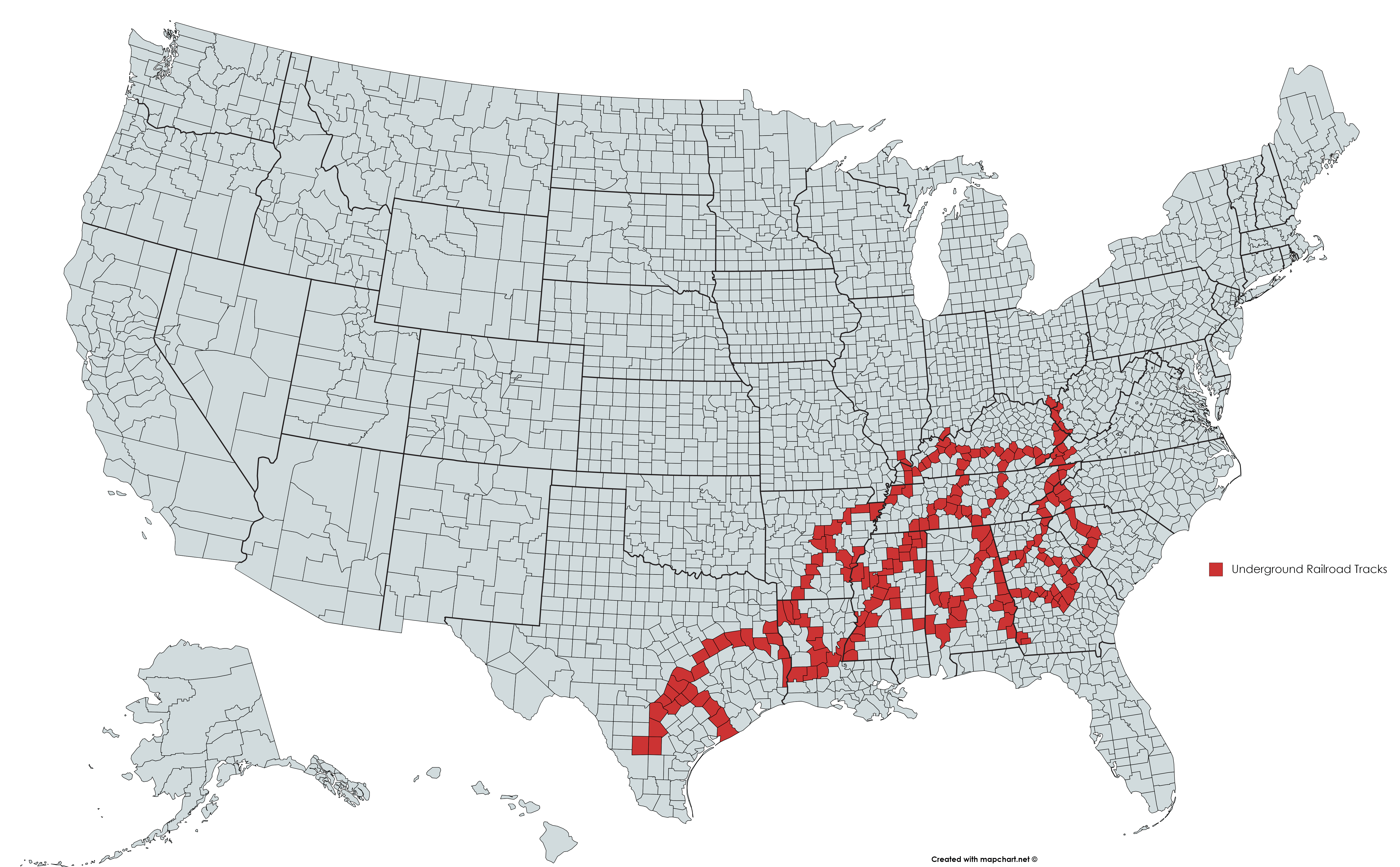 Map of the Underground Railroad during the civil war r/mapporncirclejerk