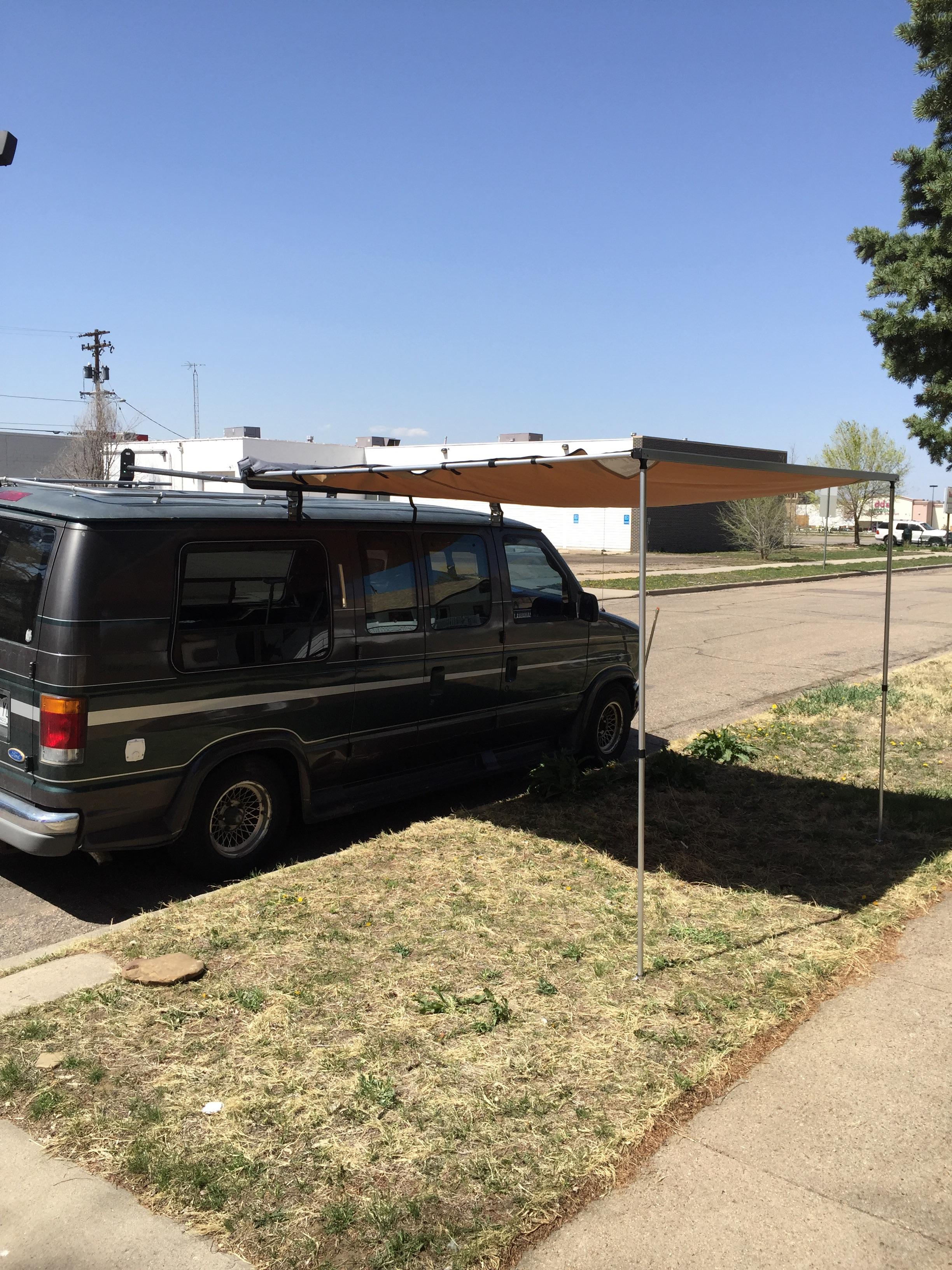 I got the roof rack and awning installed. r/vandwellers