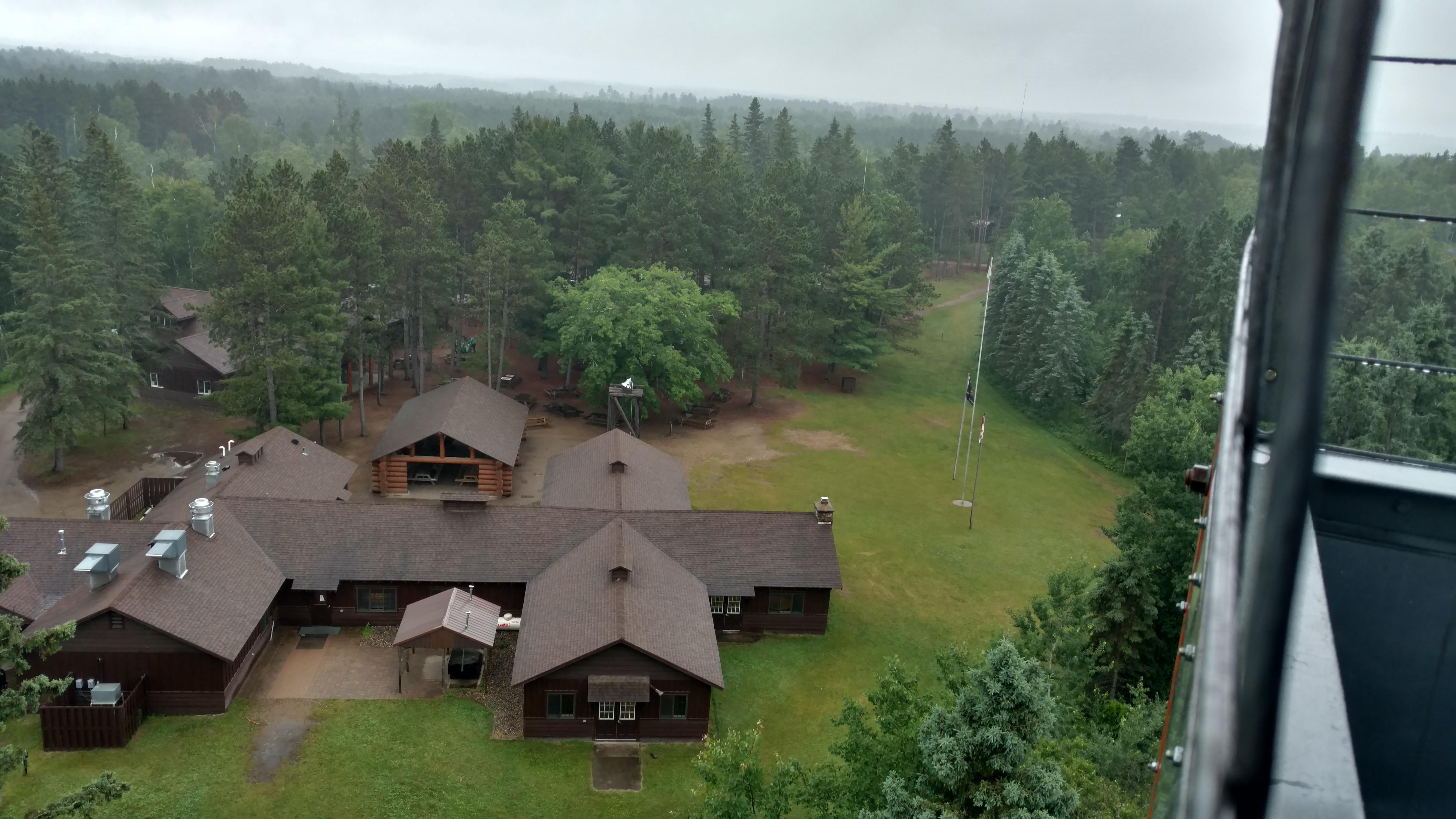 Dining hall and flag field, Camp Wilderness BSA, North of Park Rapids