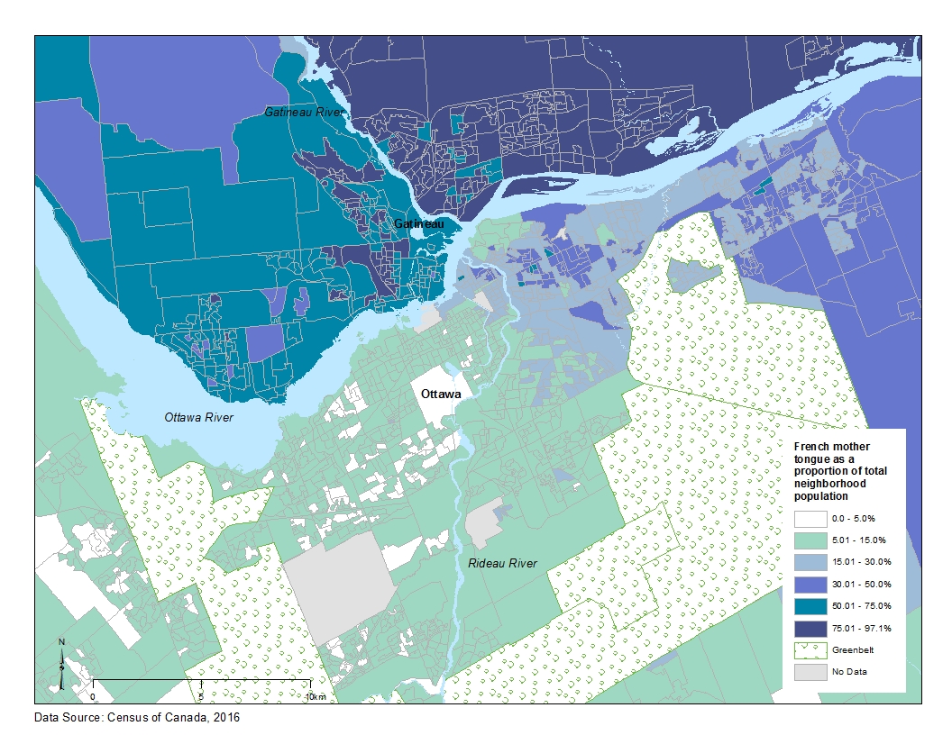 Frenchspeaking population by neighbourhood in Canada's National