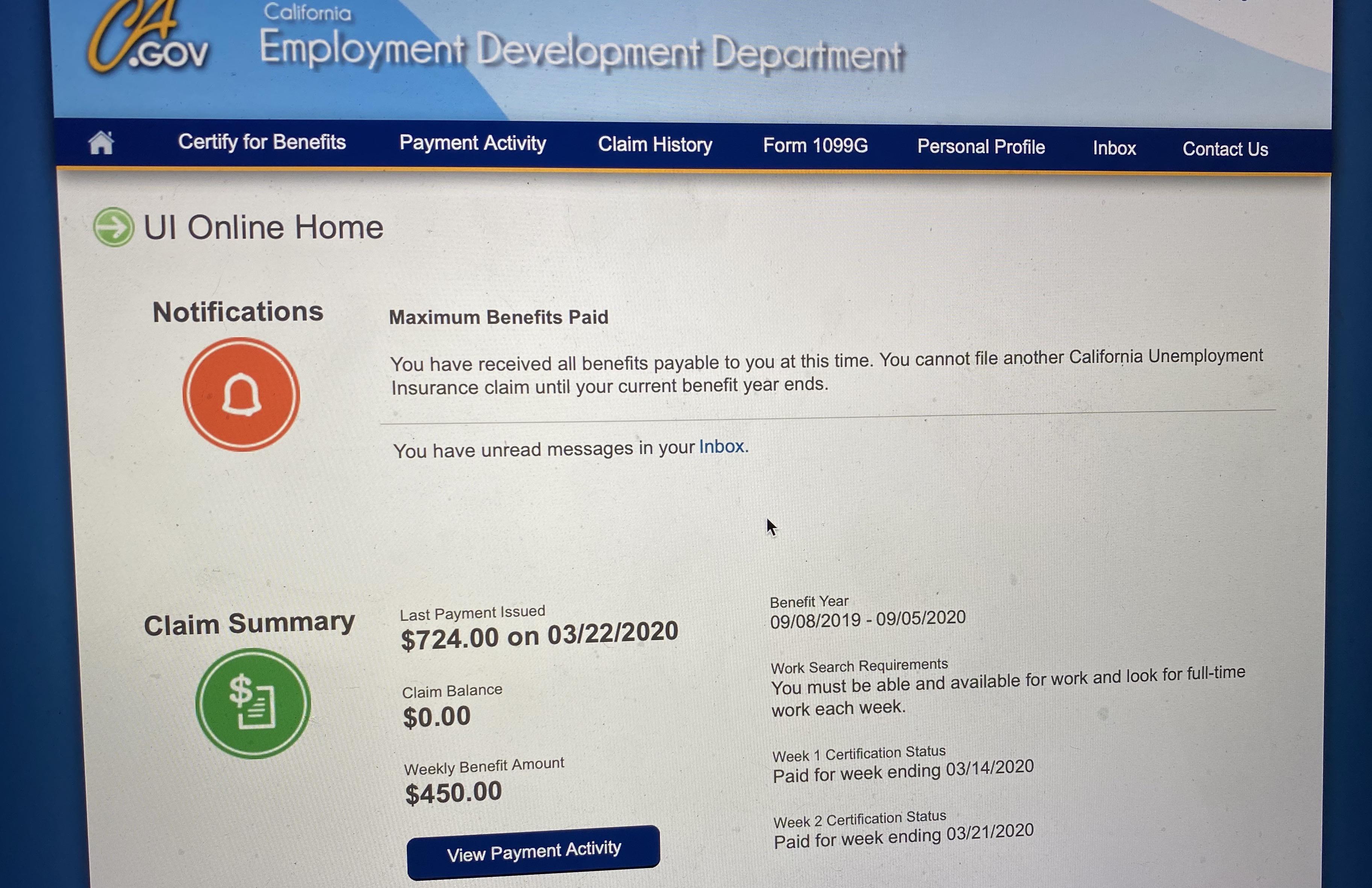 (CA) How do I get the extended benefits since my normal benefits
