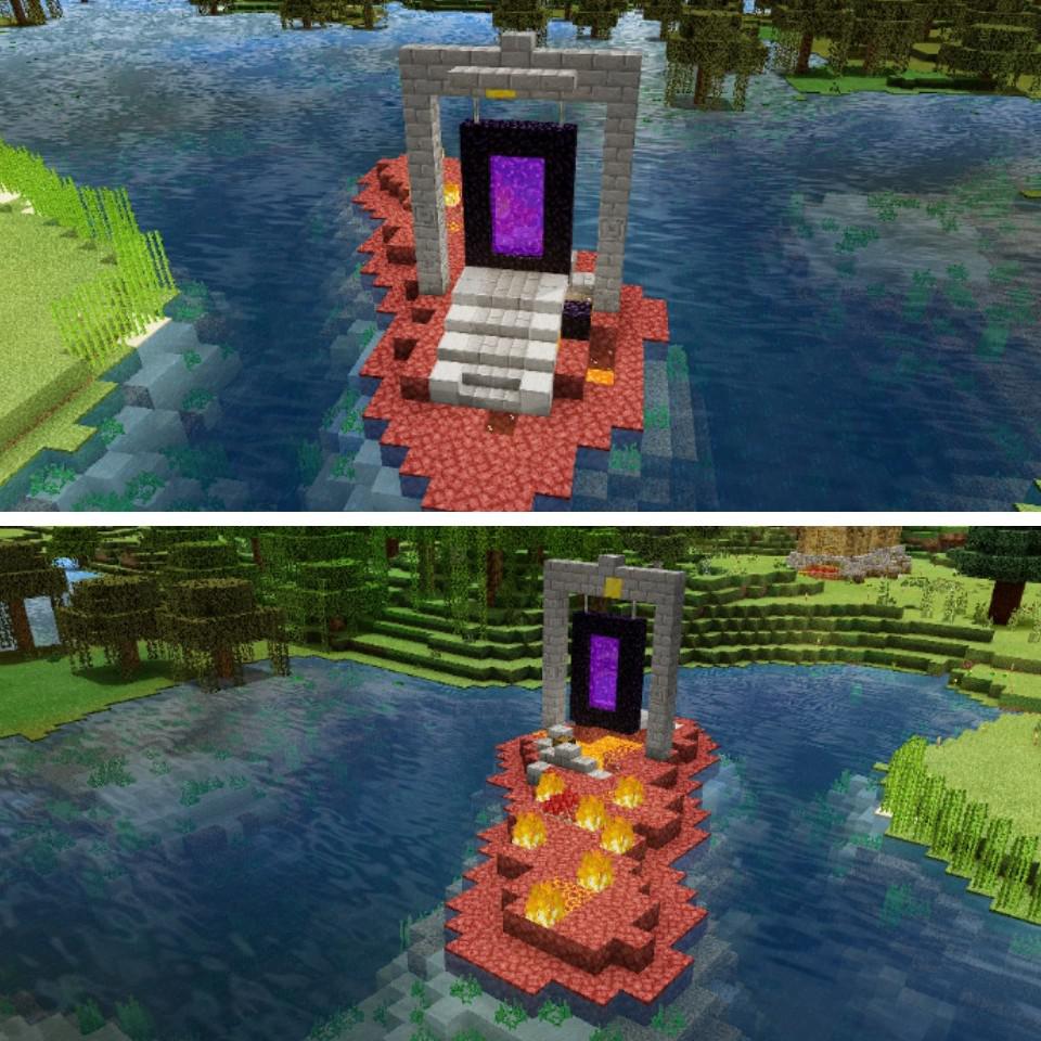 my nether portal inspired by the new ruined portals. I know its not