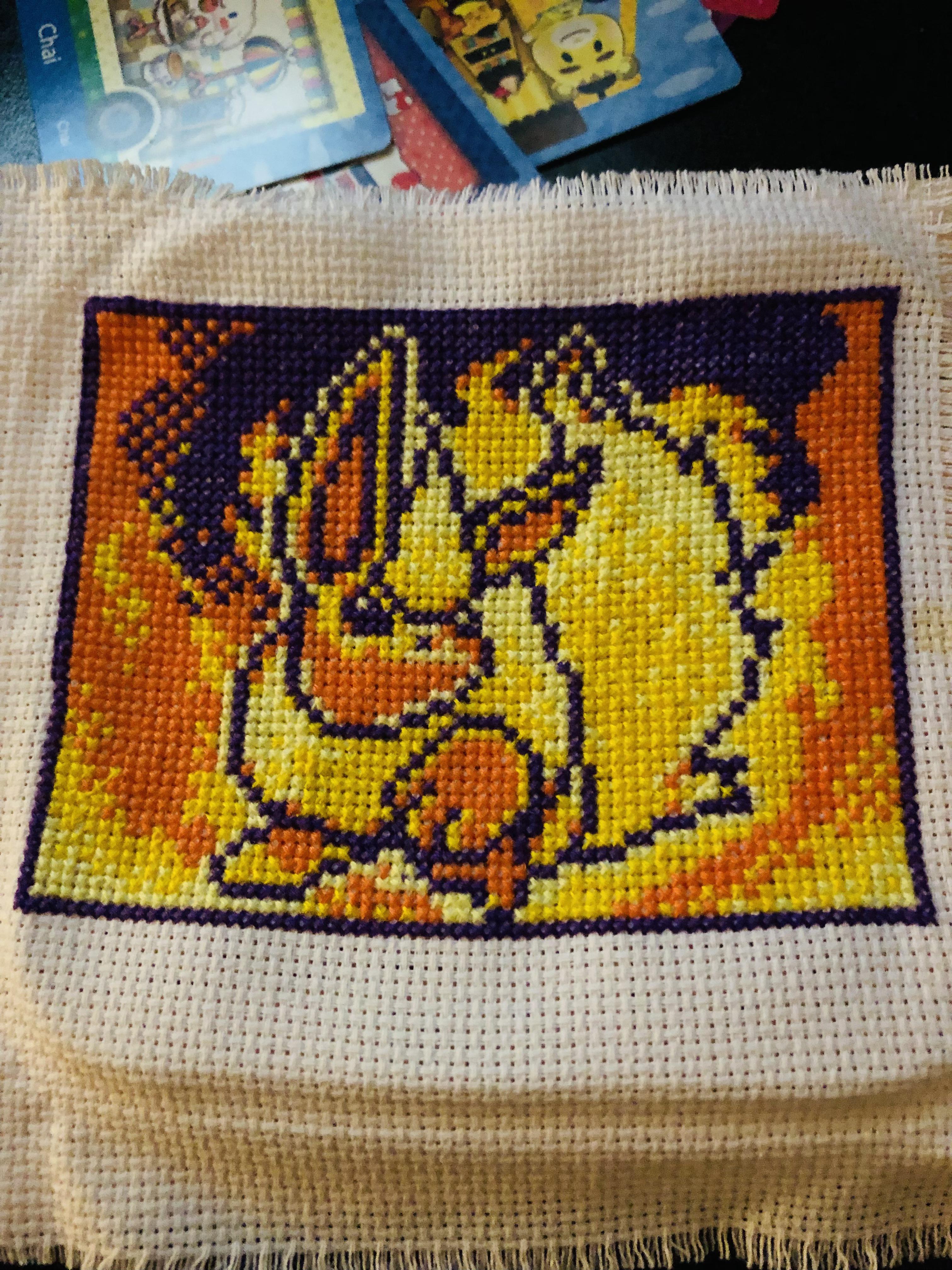 [FO] Dark Flareon TCG pixel art. Source Sprite Resource r/CrossStitch