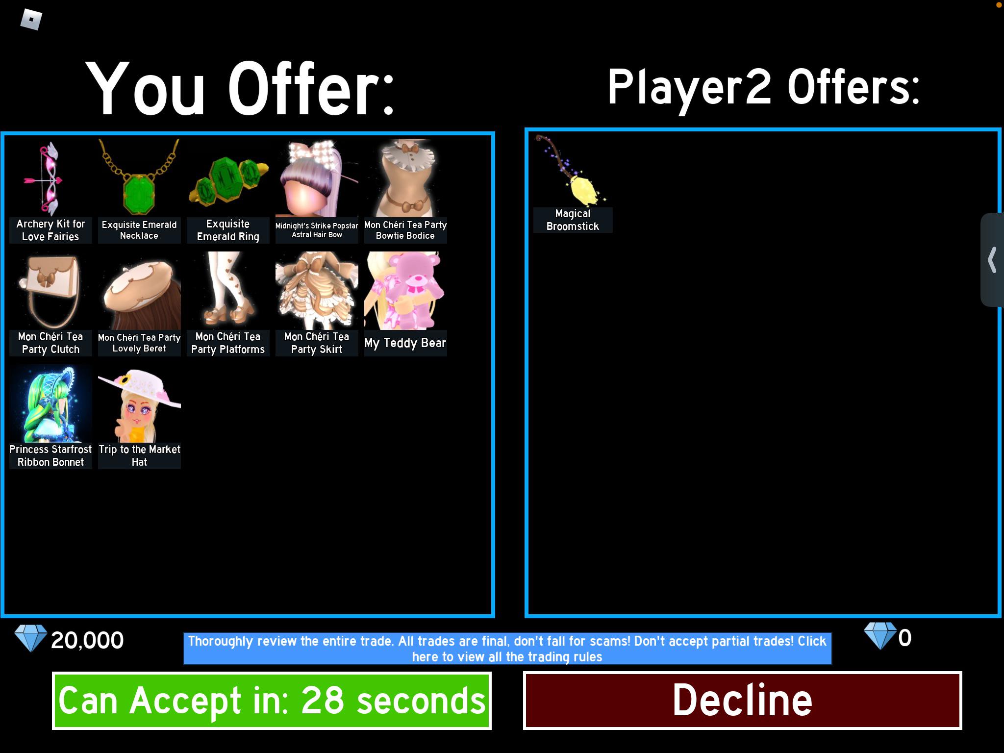W/F/L? (Accepted!)(btw what is the broom worth??) r/RoyaleHighTrading