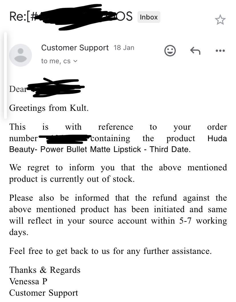 Kult cancelled my order r/IndianBeautyDeals