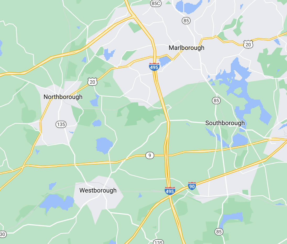 The arrangement of these four towns in Massachusetts MapPorn