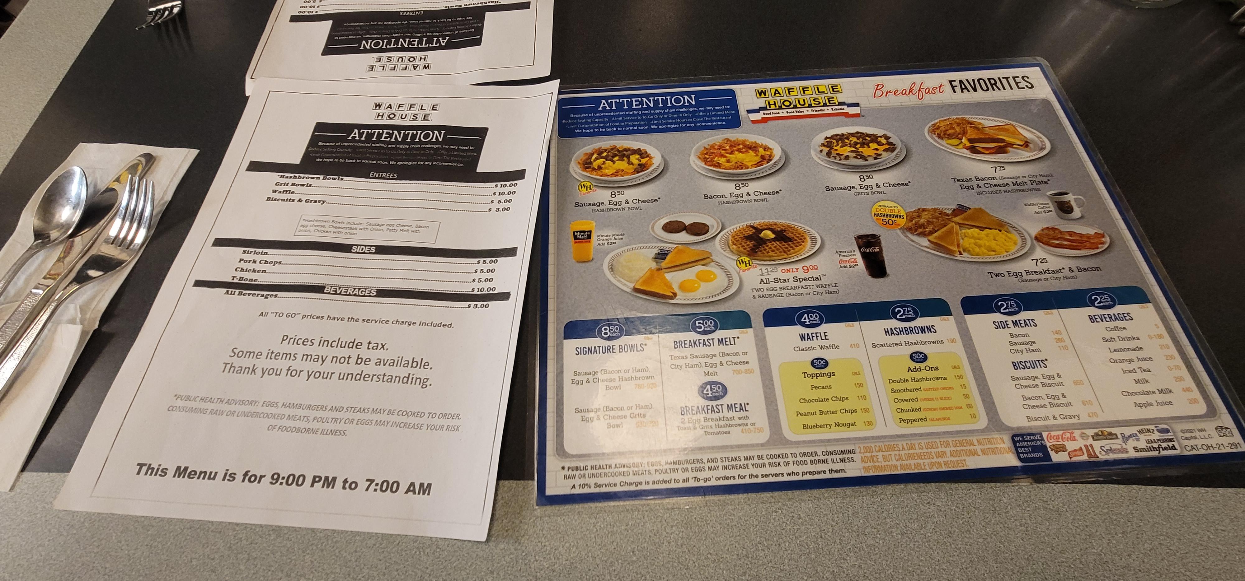 Went to eat at a waffle house last night in Dayton, restaurant was 50'F