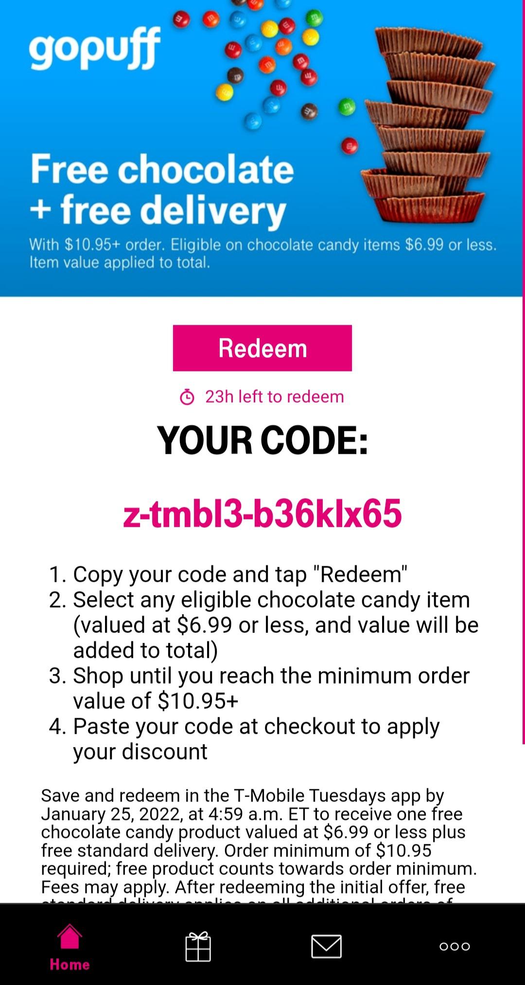 Gopuff code r/SingleUseCodes