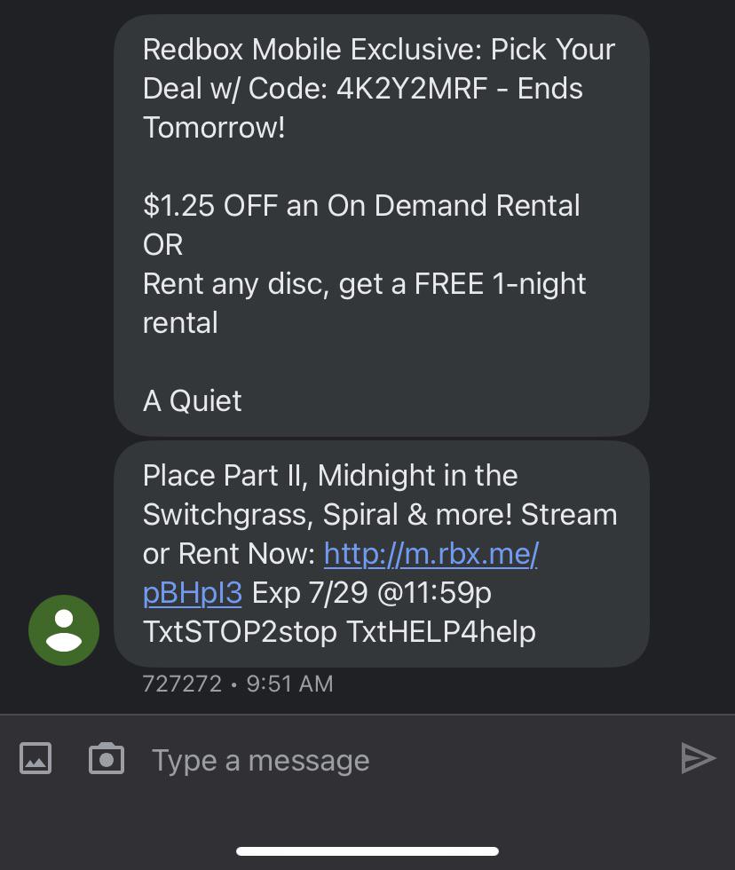 Redbox Mobile Exclusive Pick Your Deal w/ Code Ends Tomorrow! 1.25
