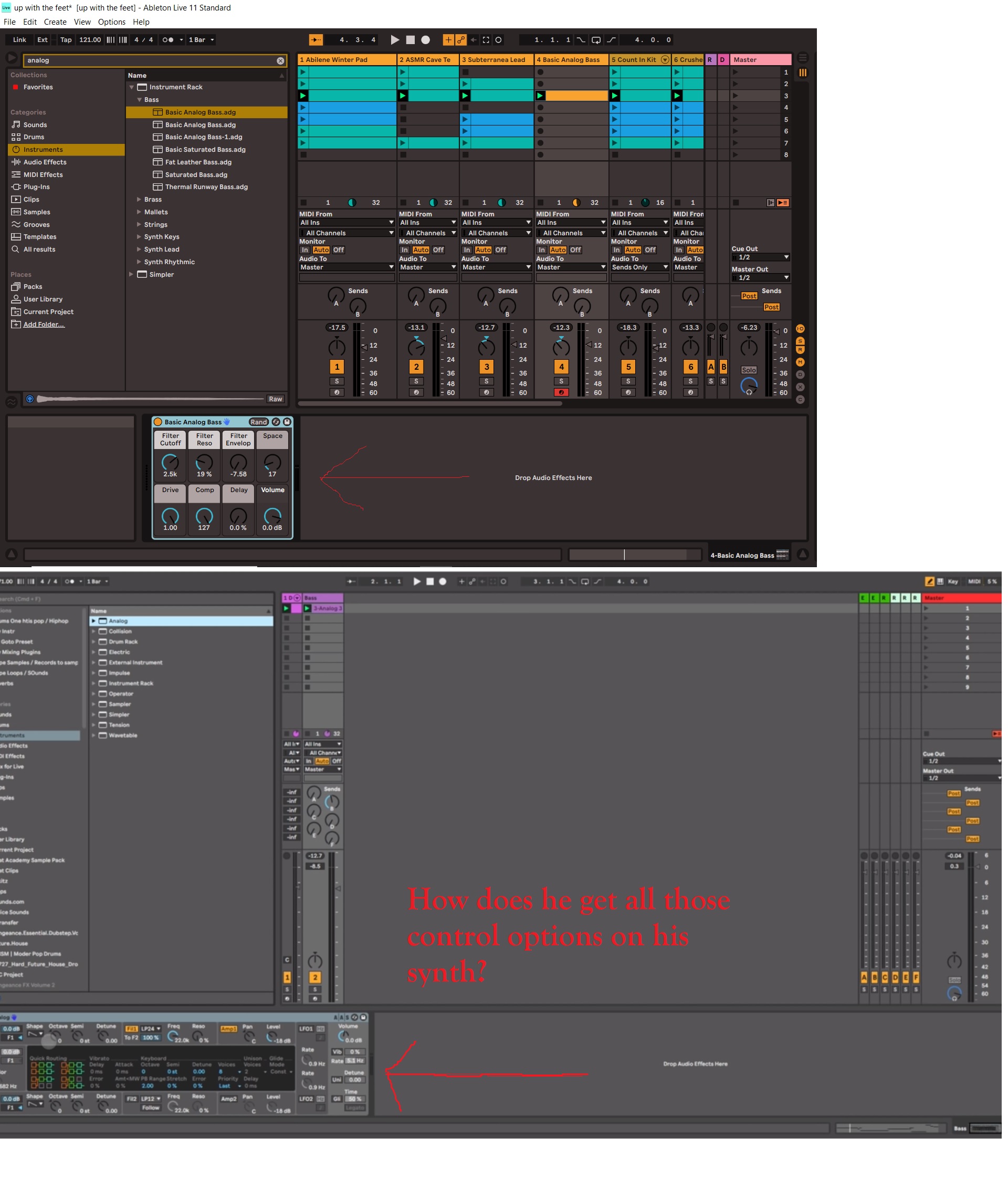 I am watching a tutorial on mixing synth bass. How does this guy have