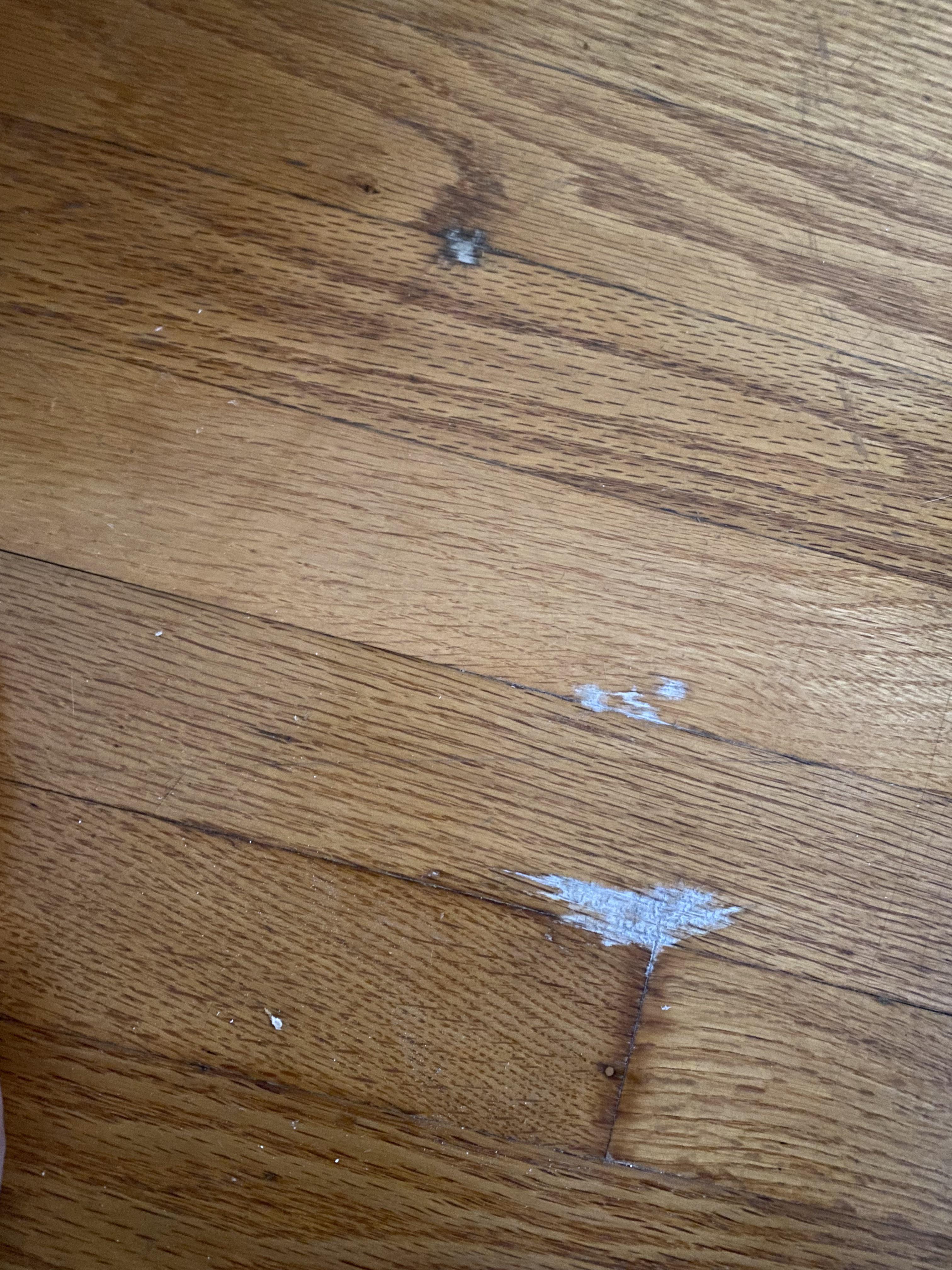 Drain cleaner leaked through bag onto hardwood floor… Anyone got a