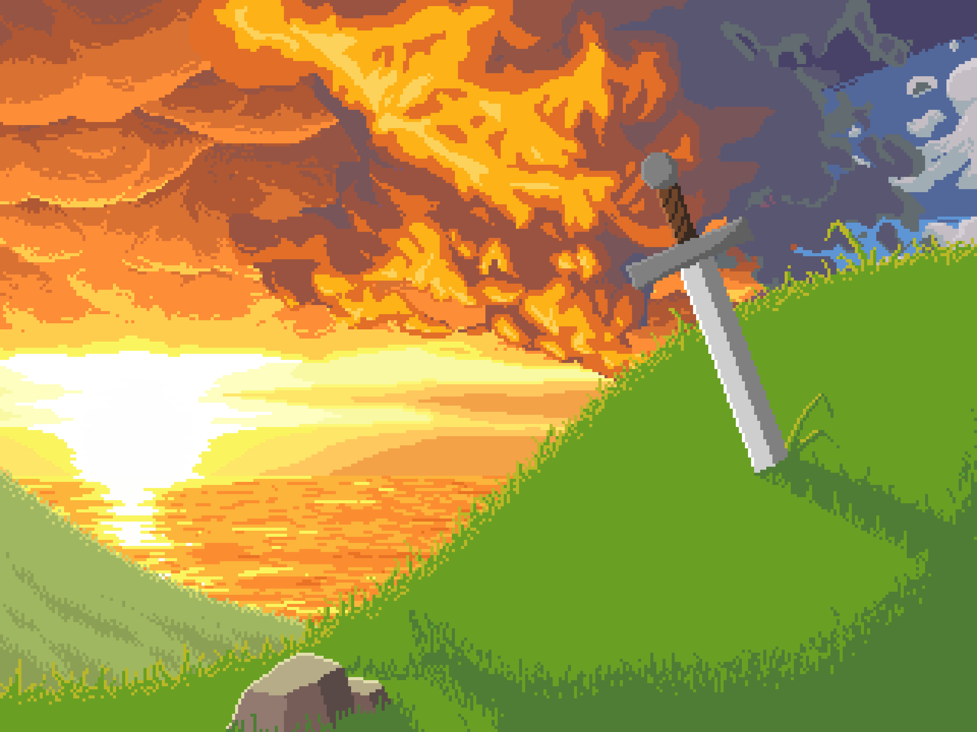 The title screen background I created for a game I finished recently