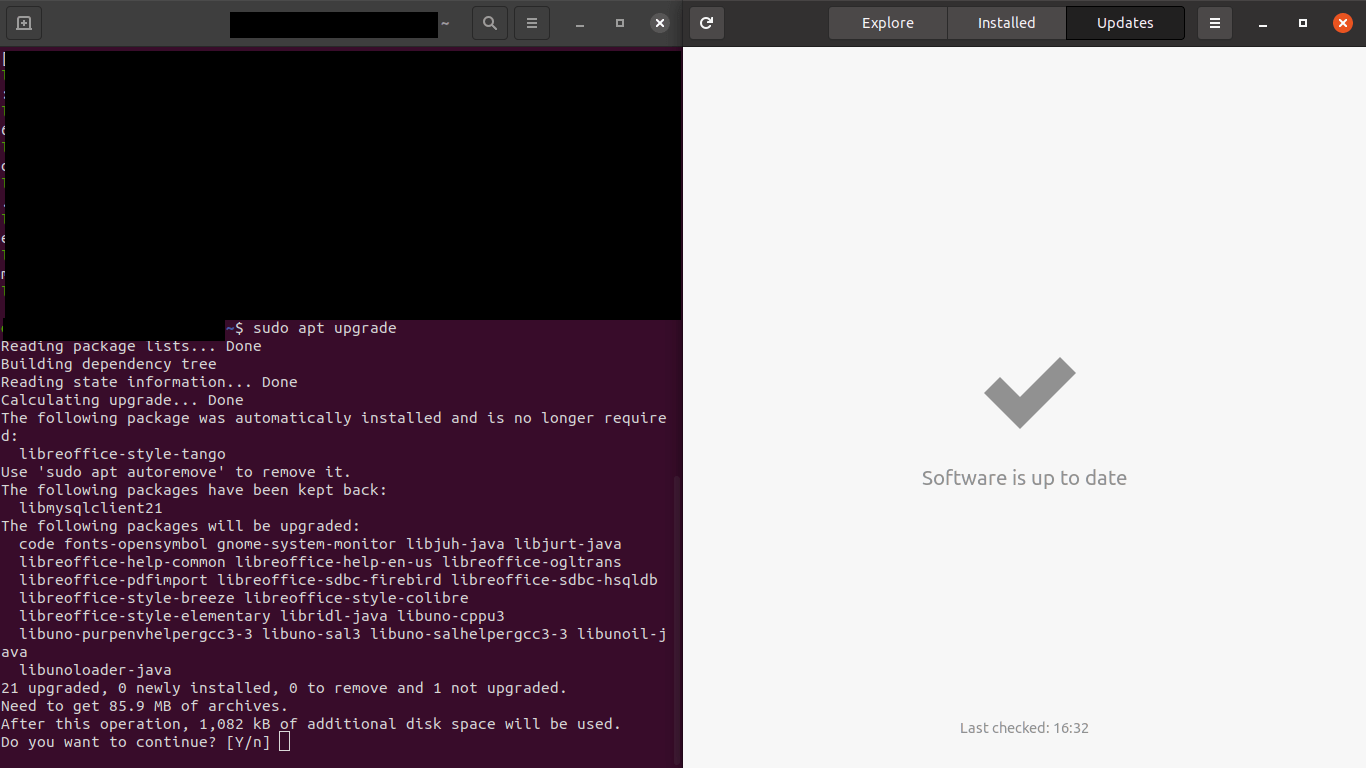 Why does apt update/upgrade show updates that Software Center does not