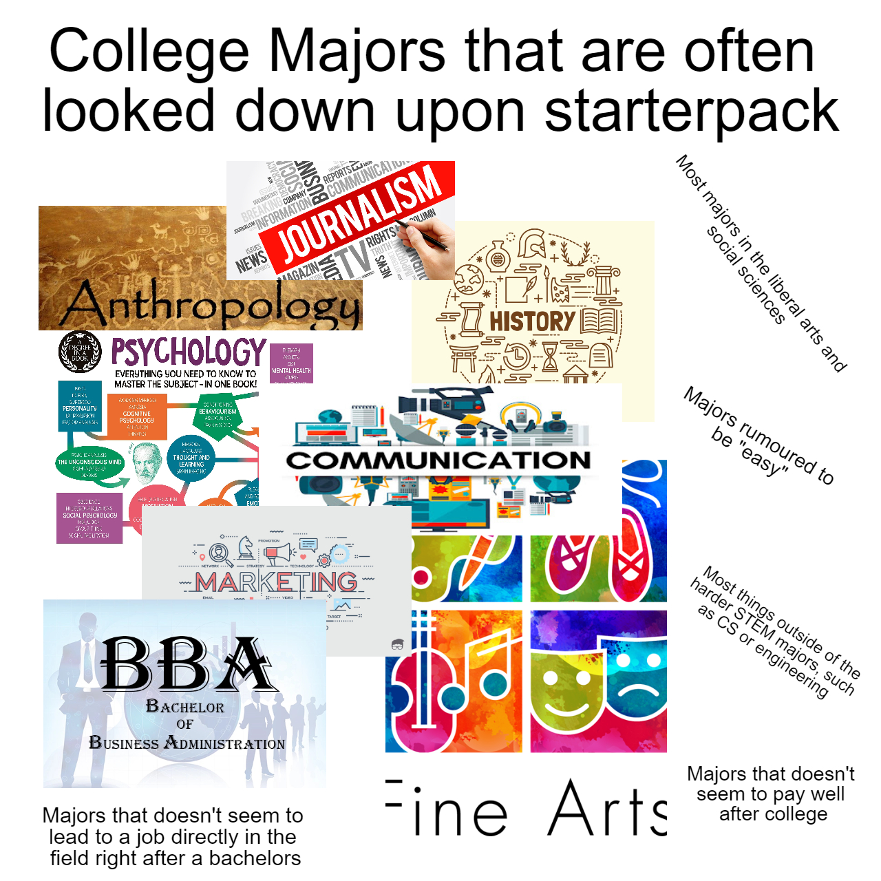 College Majors that are often looked down upon starter pack (especially