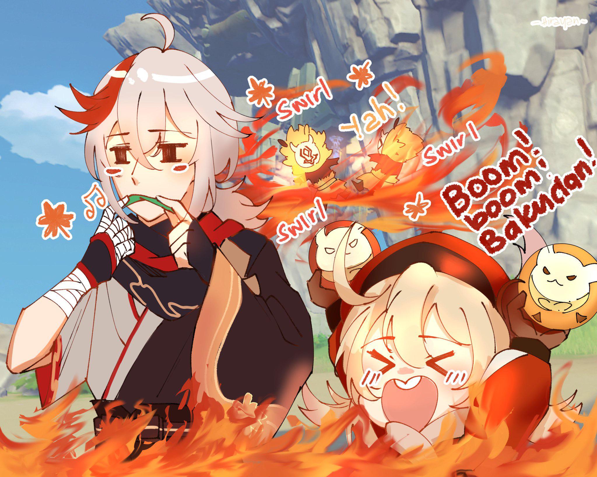 Kazuha wreaking havoc with Klee. Sooo excited to get him this week! r