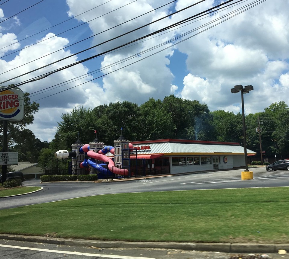 Old School 2000's style Burger King that STILL HAS a kid's playground in the front of the