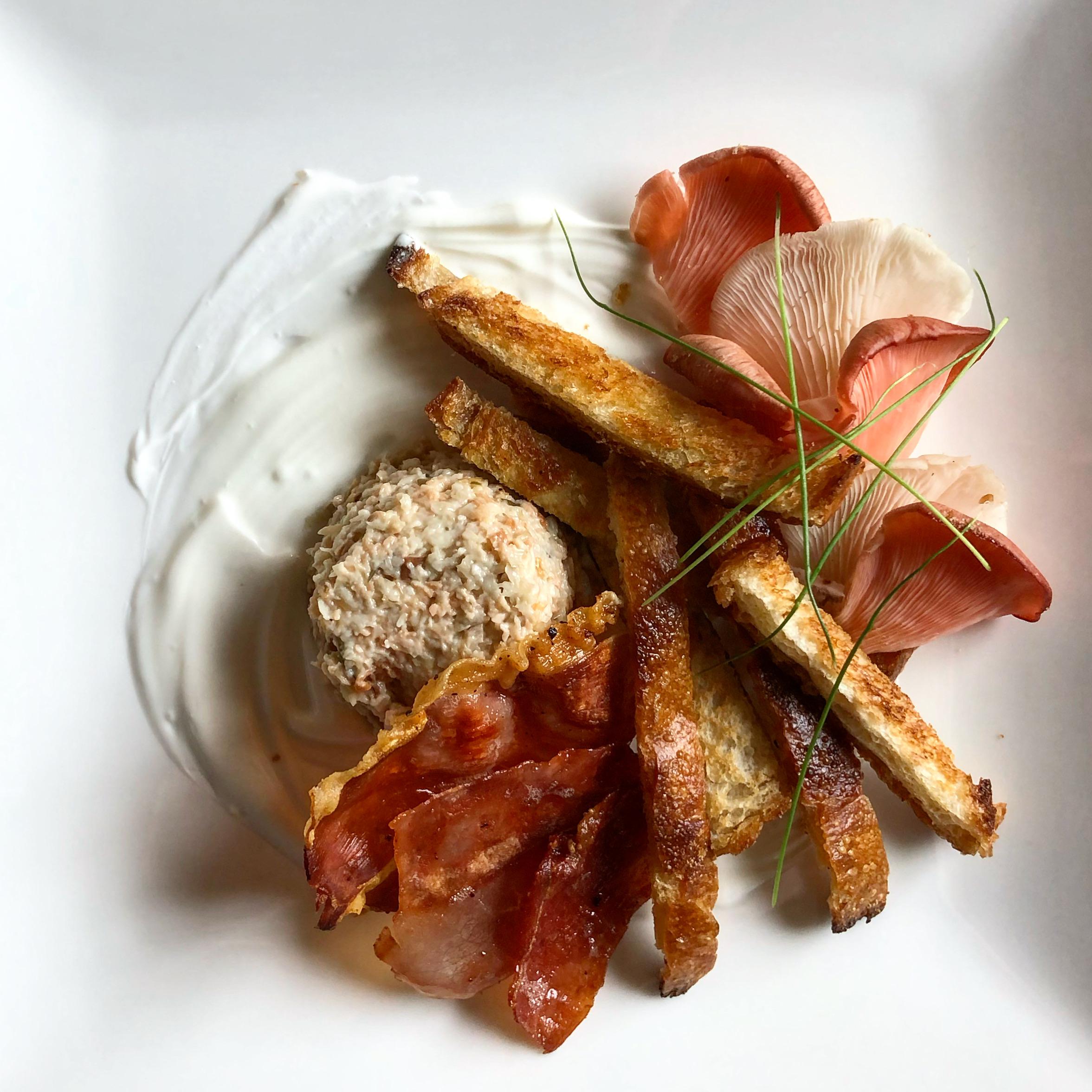 Deconstructed Oyster Mushroom Toast Appetizer /// Sourdough Oyster